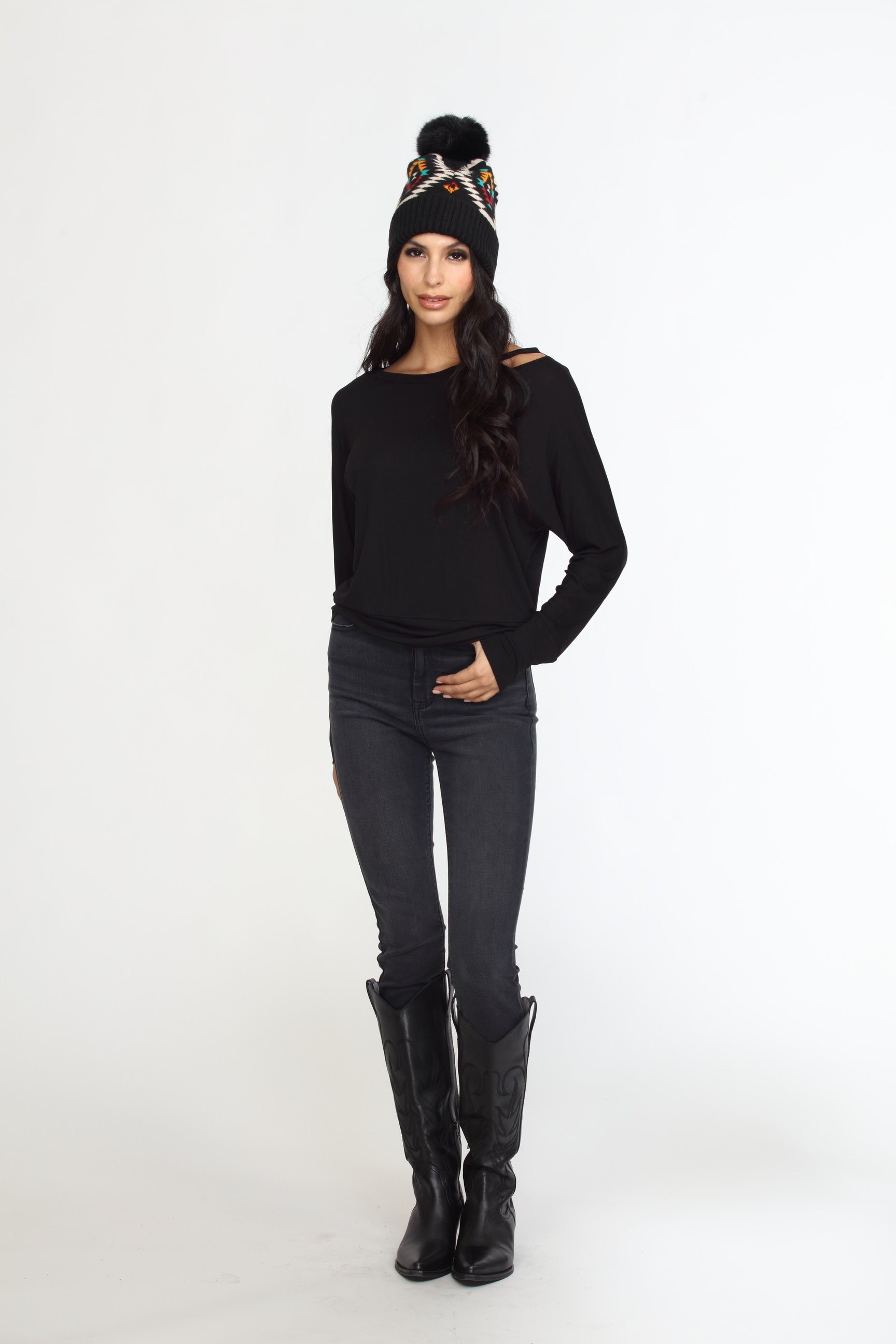 Black Dolman Slit Top-FINAL SALE