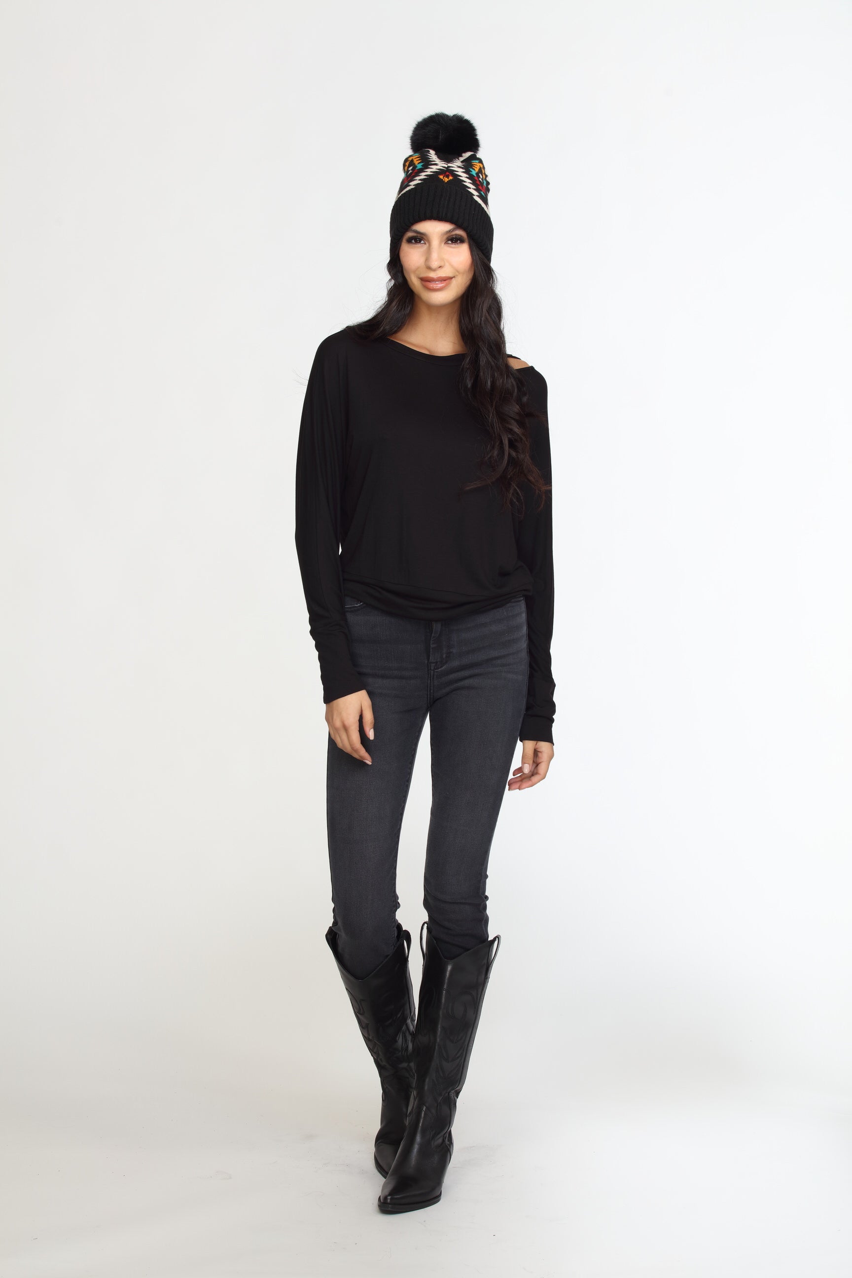 Black Dolman Slit Top-FINAL SALE