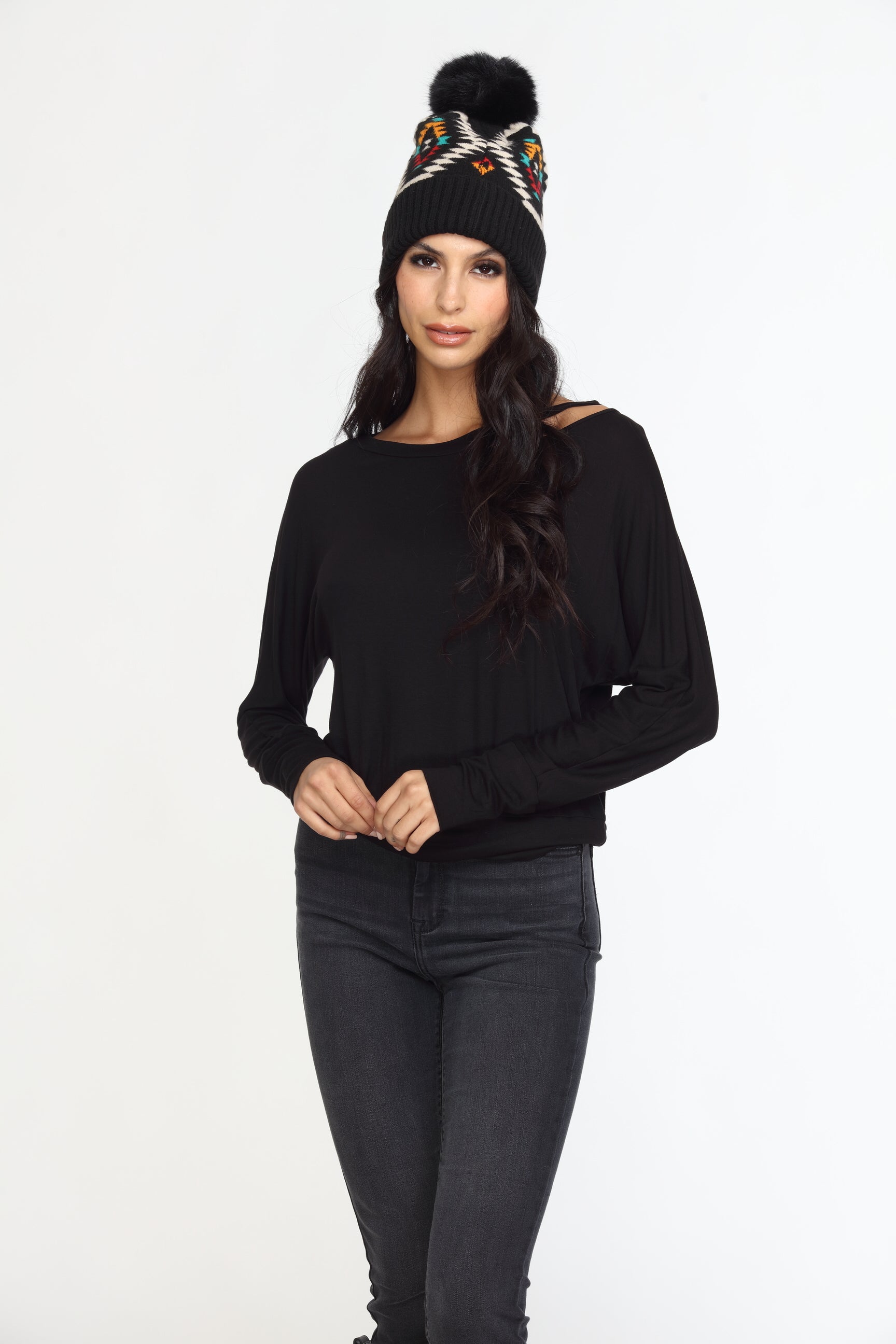 Black Dolman Slit Top-FINAL SALE
