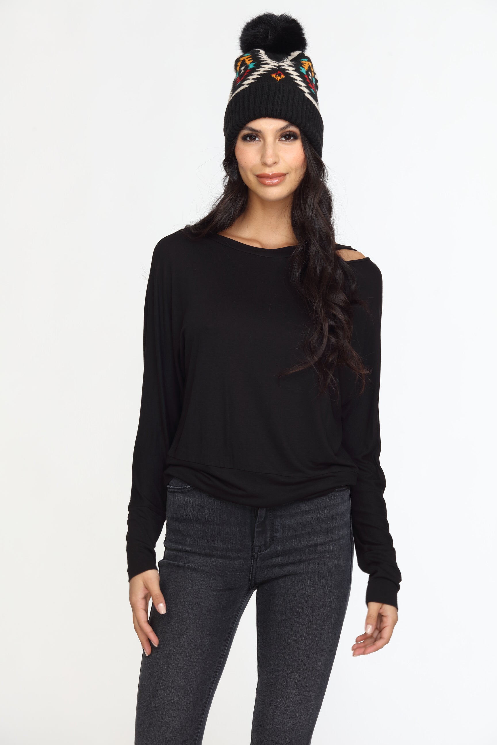 Black Dolman Slit Top-FINAL SALE