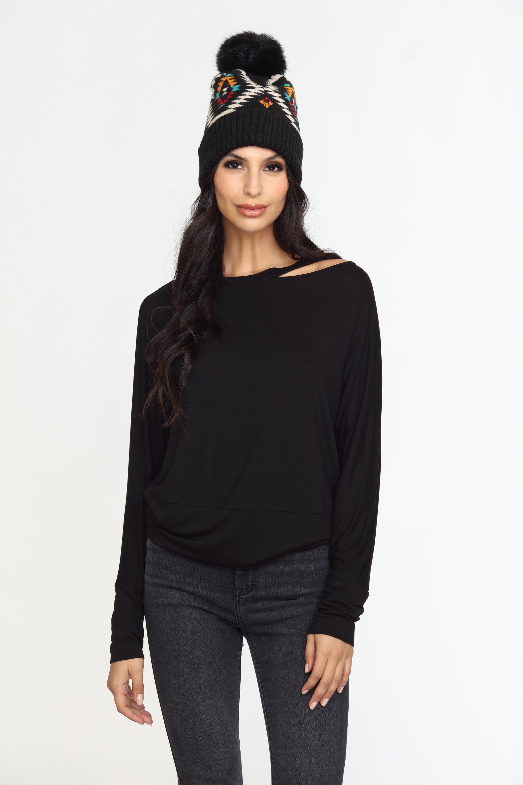 Black Dolman Slit Top-FINAL SALE