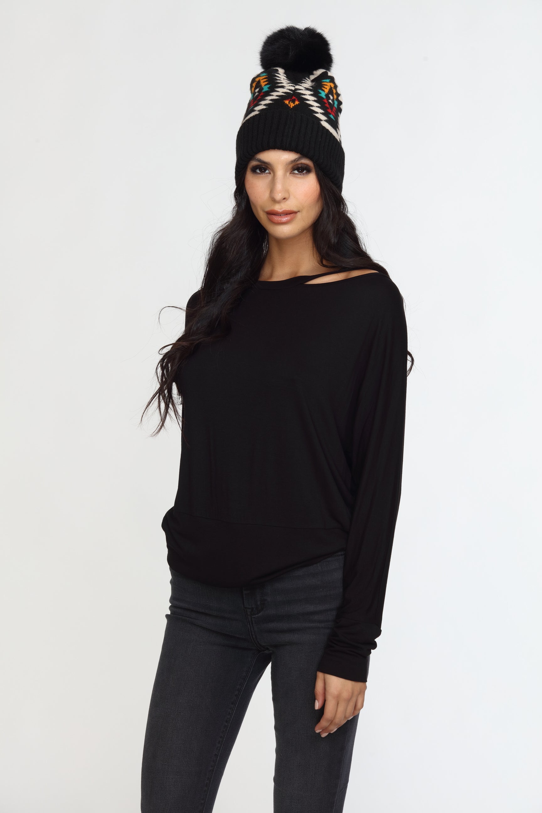 Black Dolman Slit Top-FINAL SALE