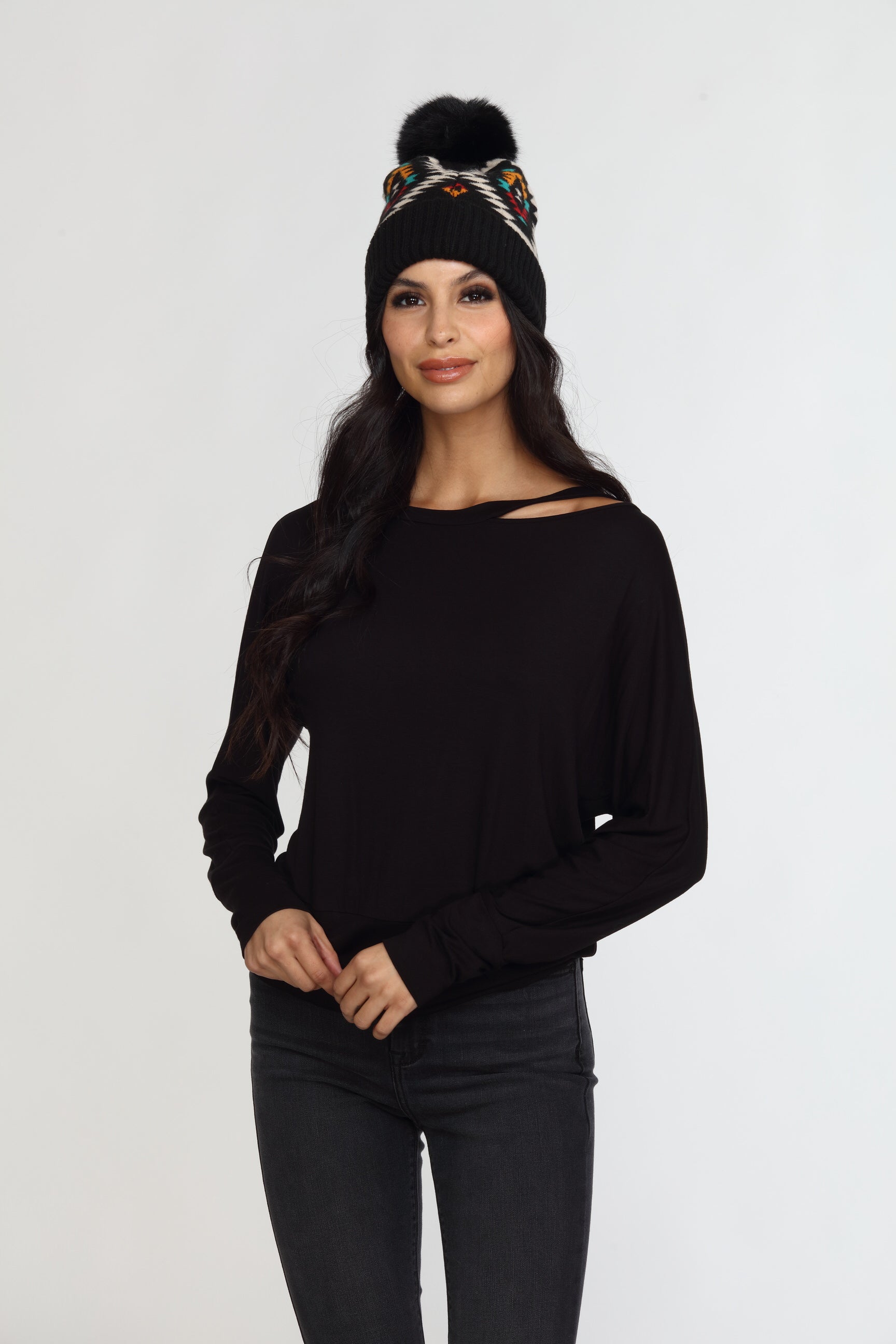 Black Dolman Slit Top-FINAL SALE