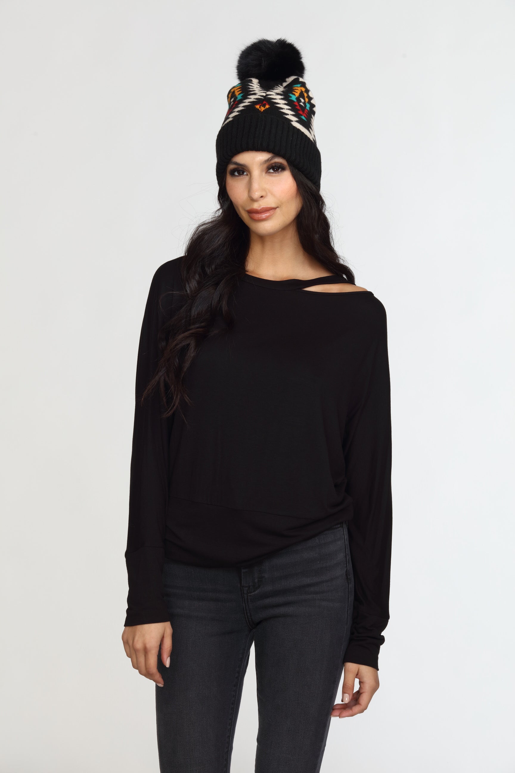 Black Dolman Slit Top-FINAL SALE