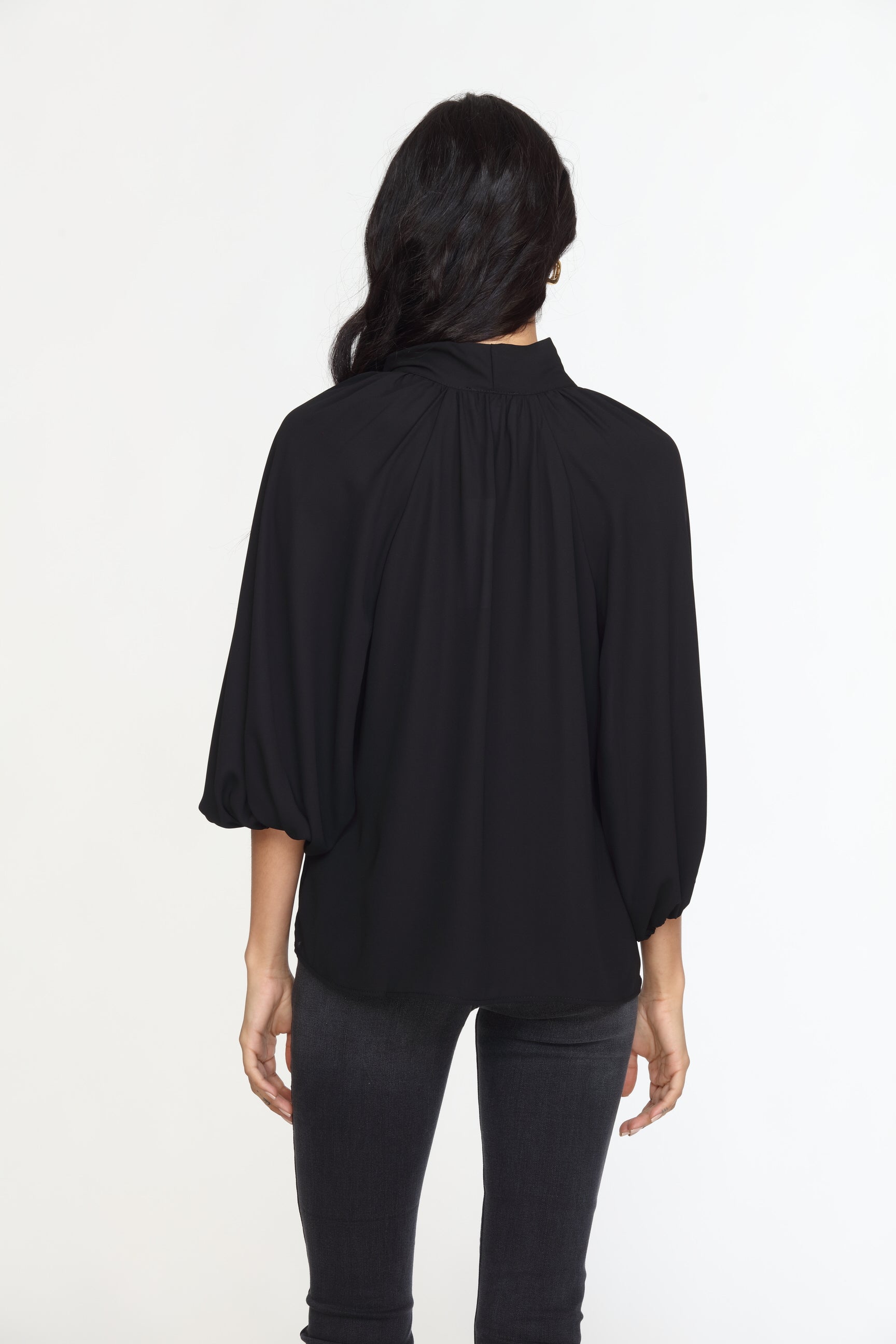 Onyx Tie Neck Blouse-FINAL SALE