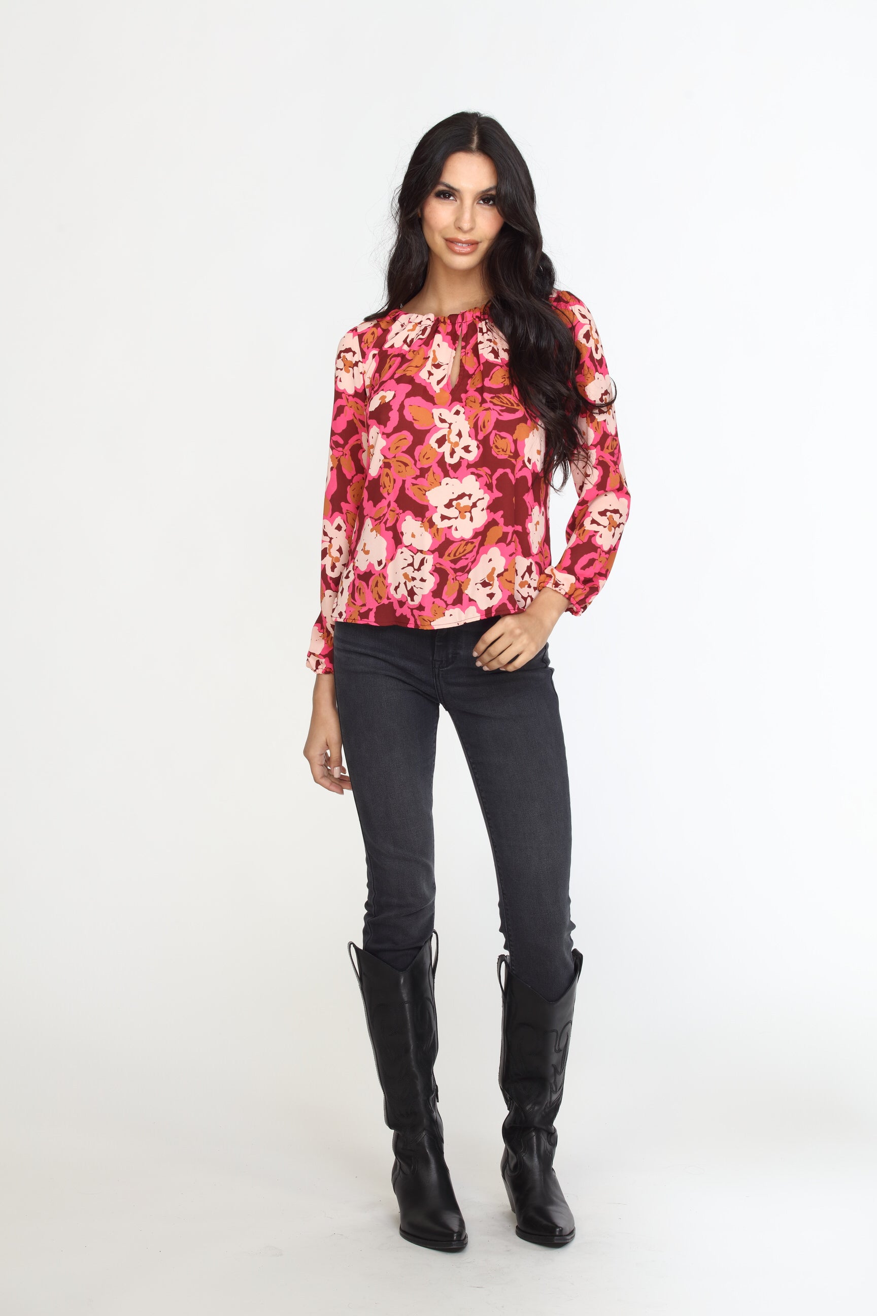 Lea Keyhole Tie Blouse-FINAL SALE