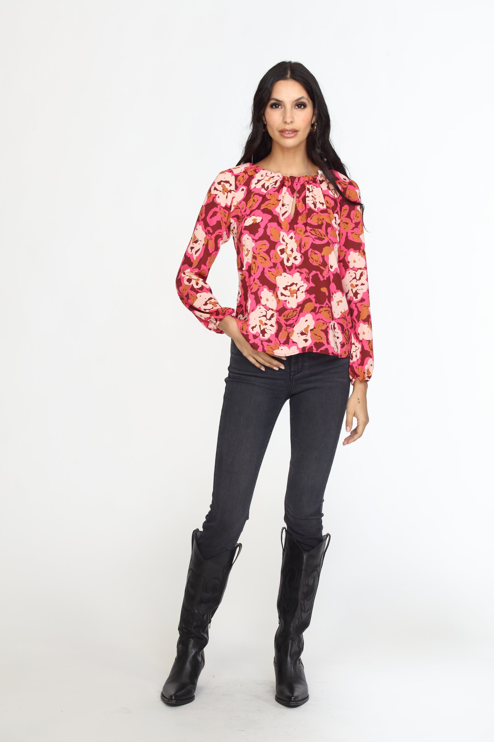 Lea Keyhole Tie Blouse-FINAL SALE