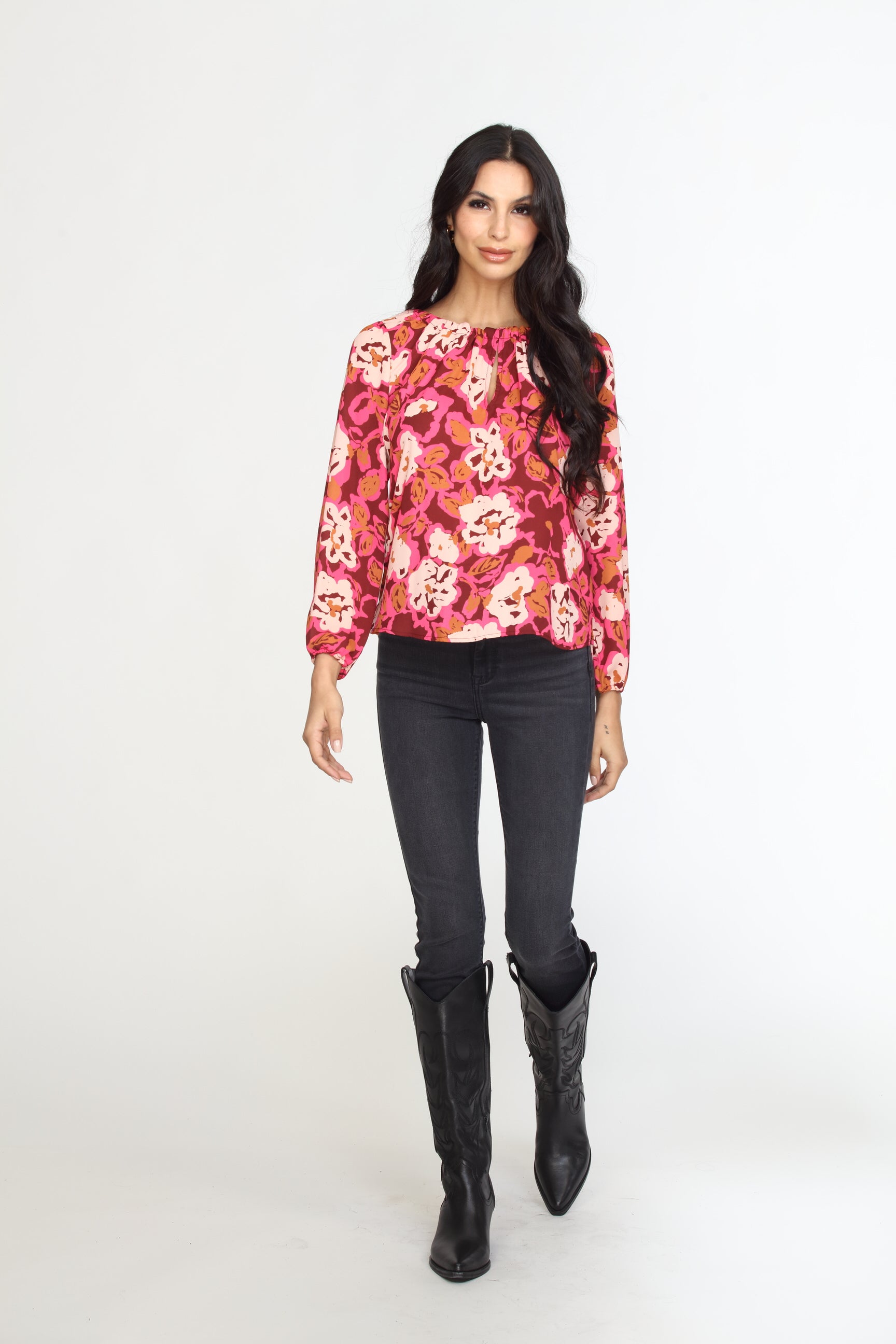 Lea Keyhole Tie Blouse-FINAL SALE