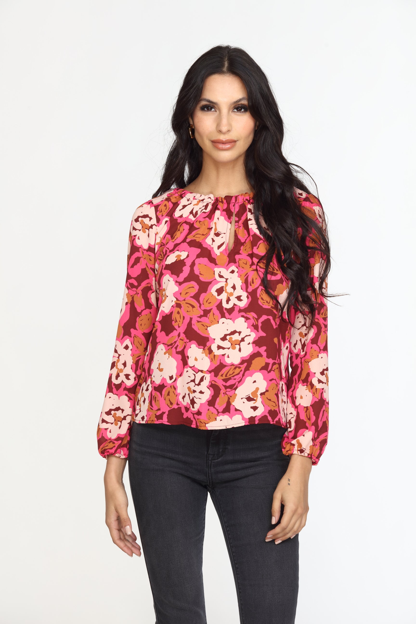 Lea Keyhole Tie Blouse-FINAL SALE