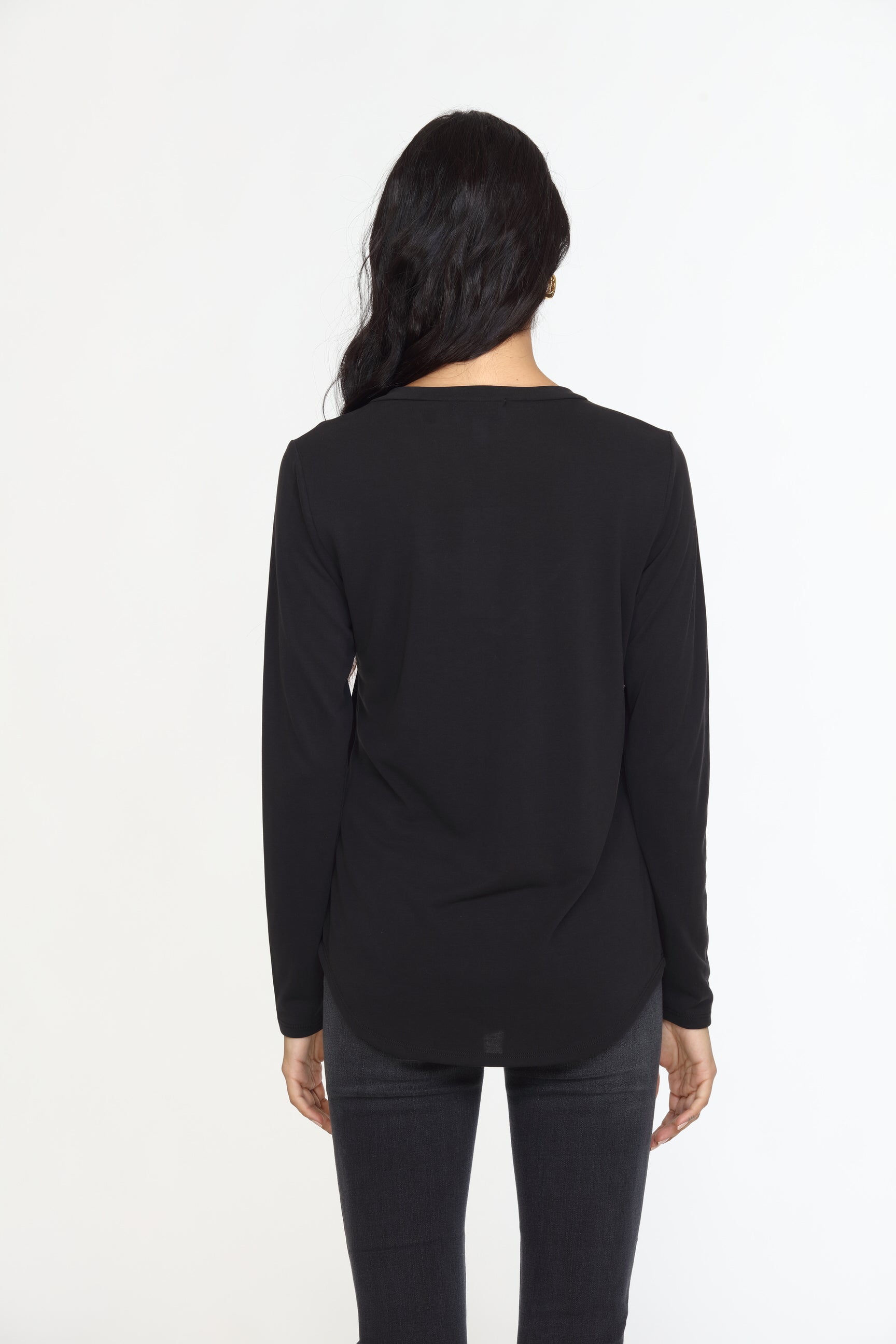 Black Cupro Long Sleeve Tee-FINAL SALE