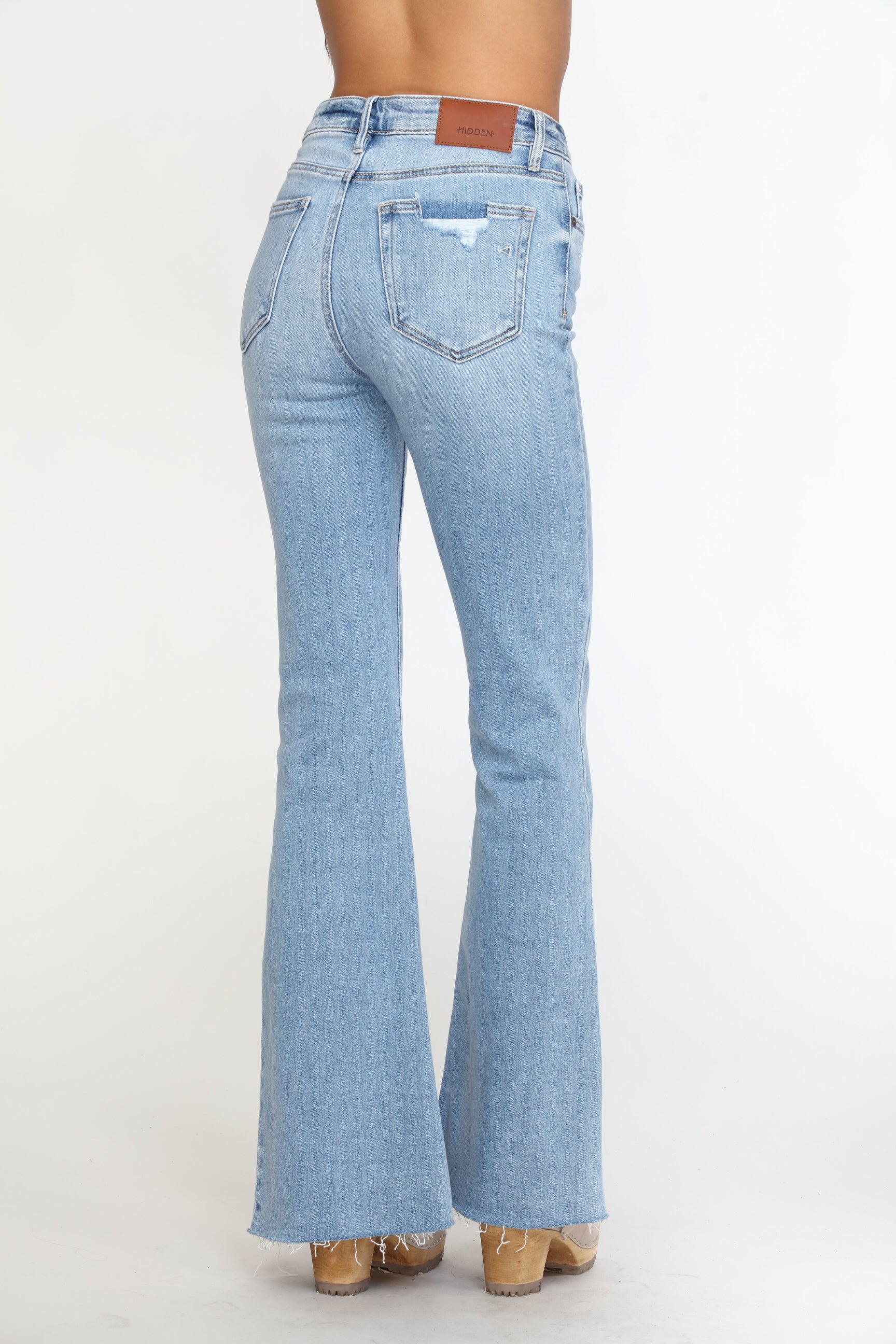Happi Front Slit Flare Jeans - Medium Light