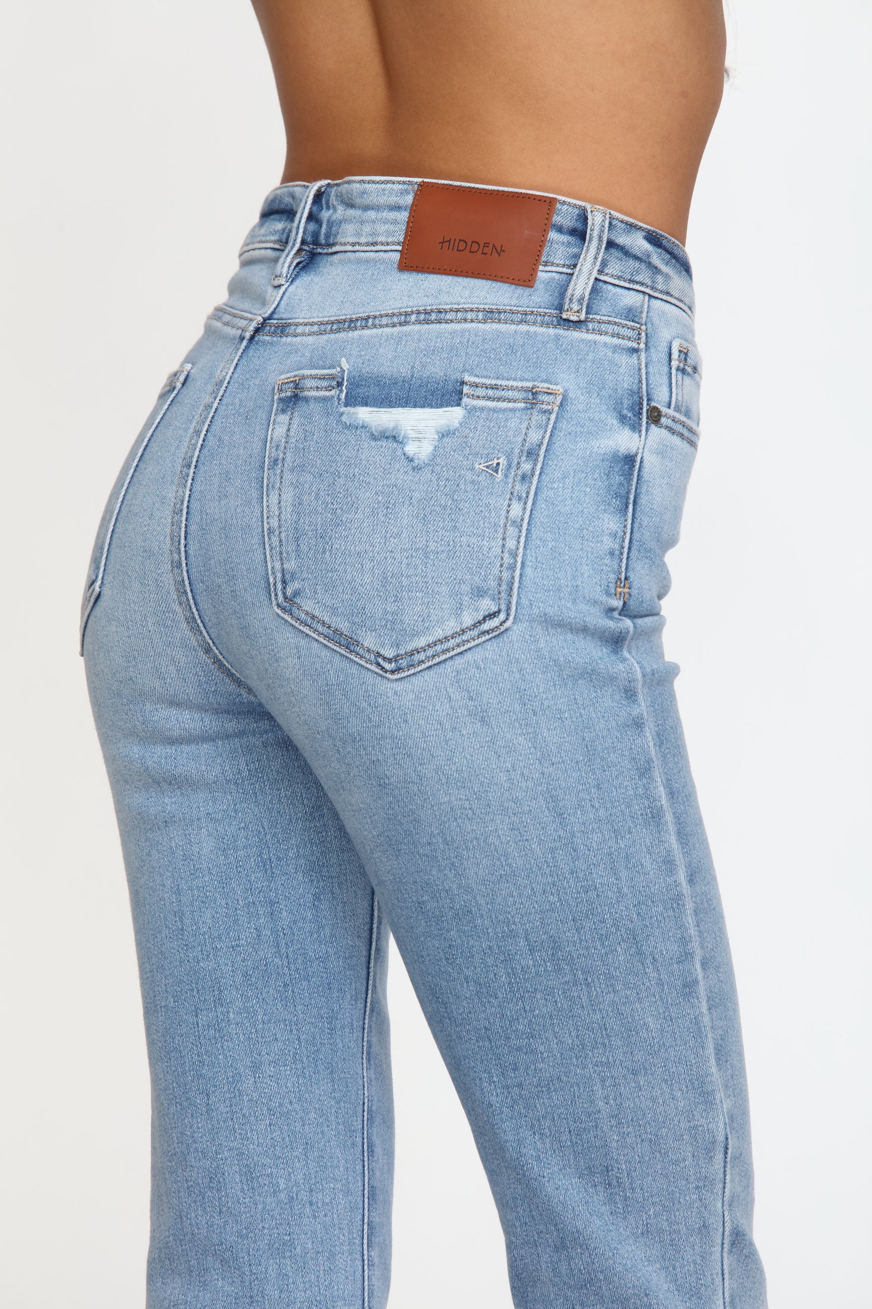 Happi Front Slit Flare Jeans - Medium Light