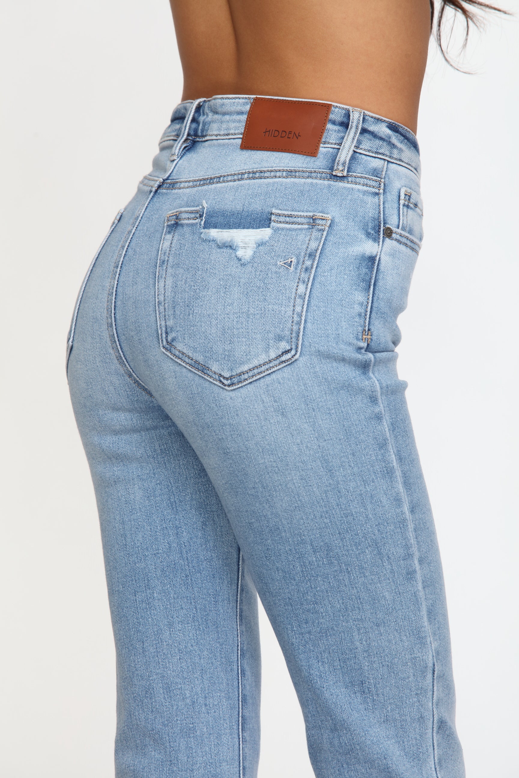 Happi Front Slit Flare Jeans - Medium Light