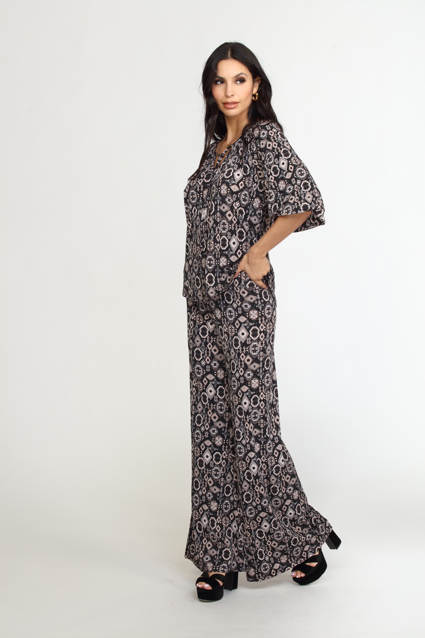 Wanda Stretch Split Neck Top-FINAL SALE