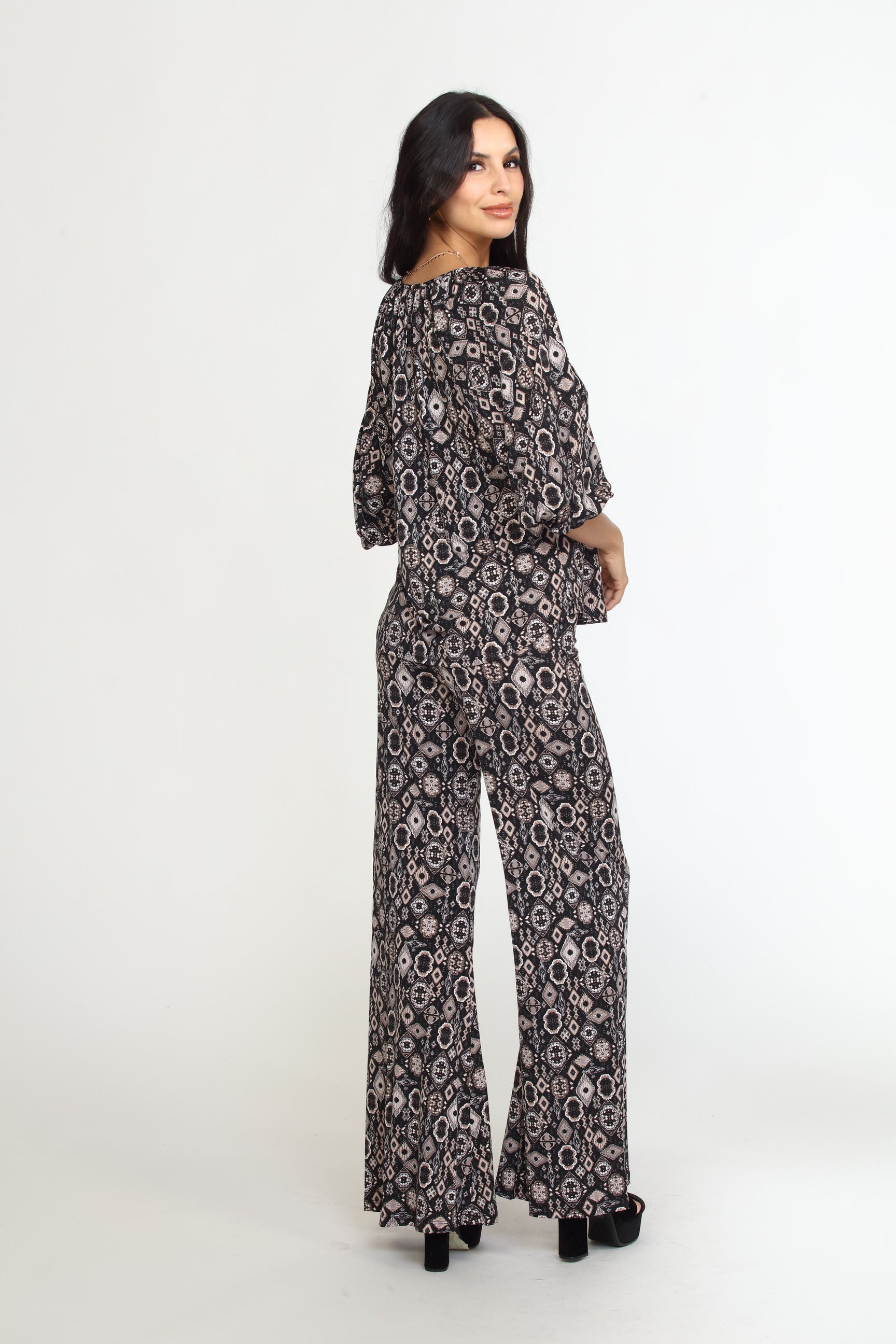 Wanda Stretch Split Neck Top-FINAL SALE