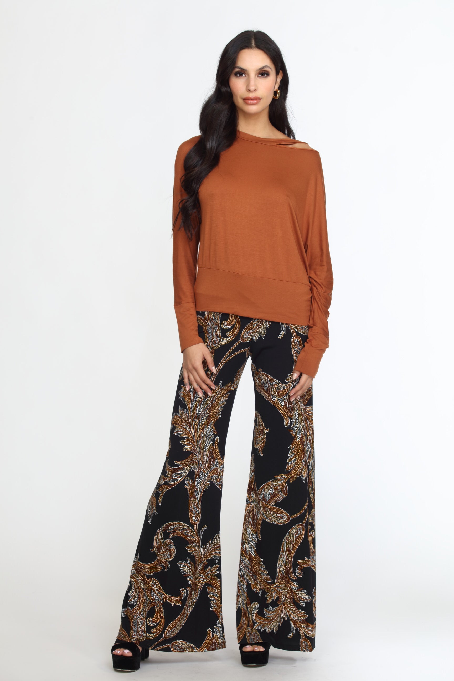 Chestnut Dolman Slit Top-FINAL SALE
