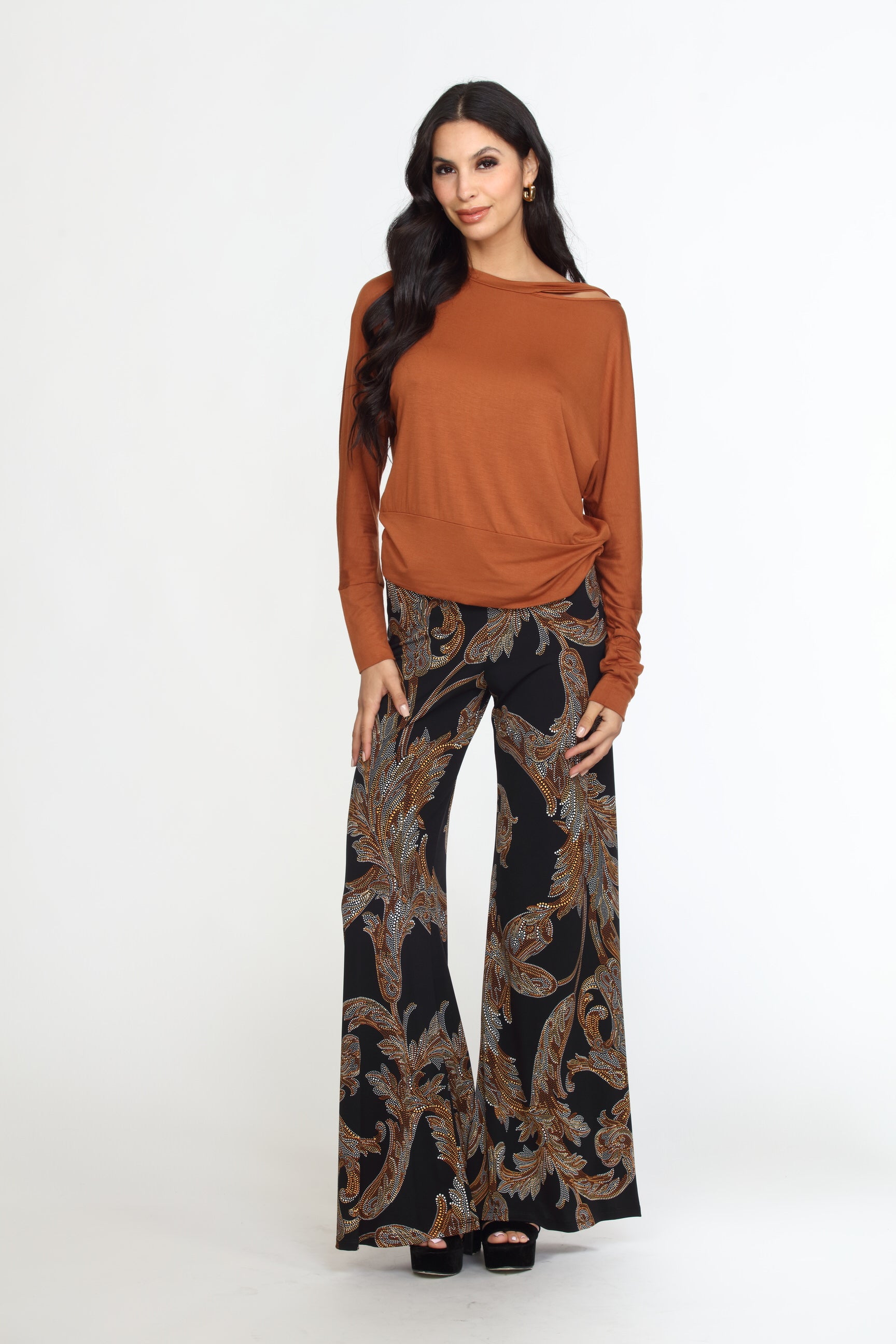 Chestnut Dolman Slit Top-FINAL SALE