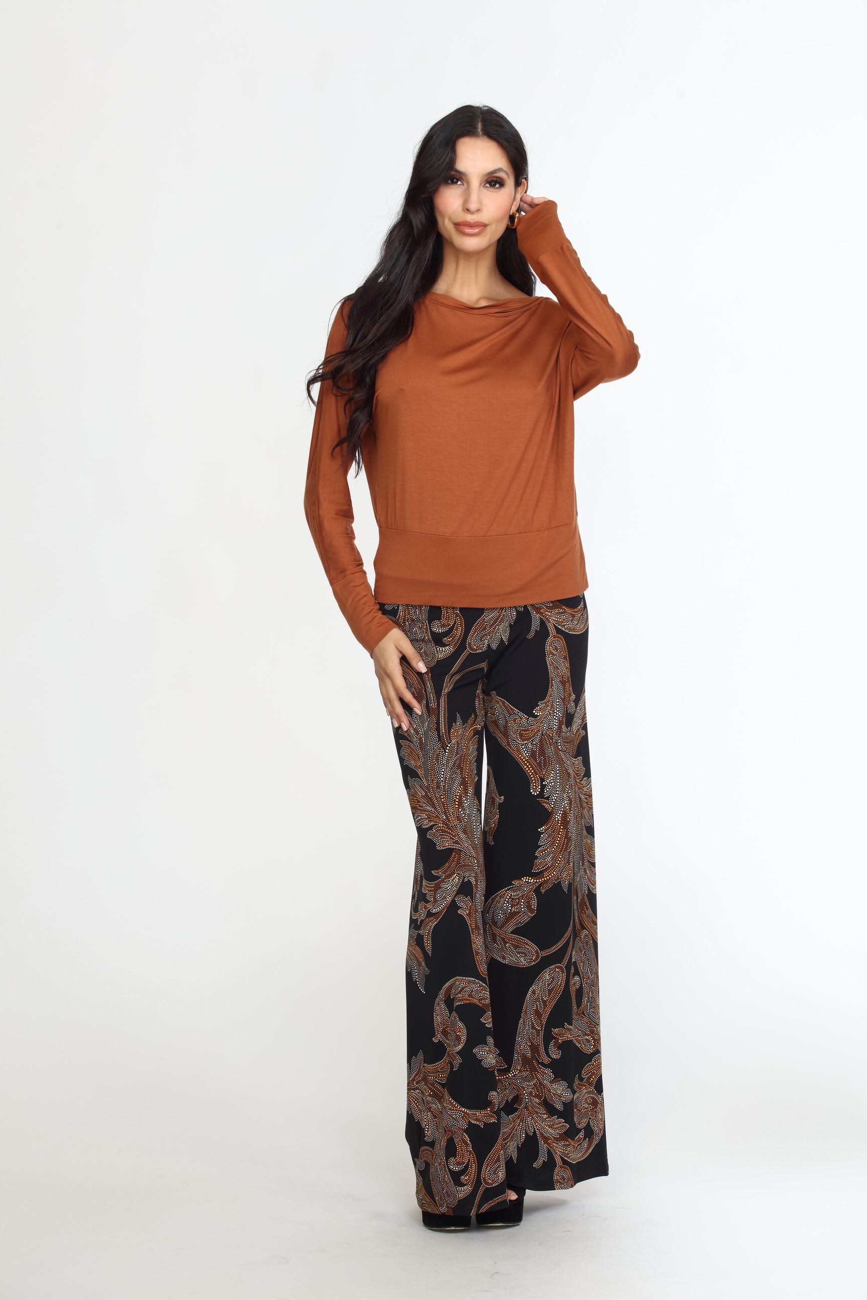 Chestnut Dolman Slit Top-FINAL SALE