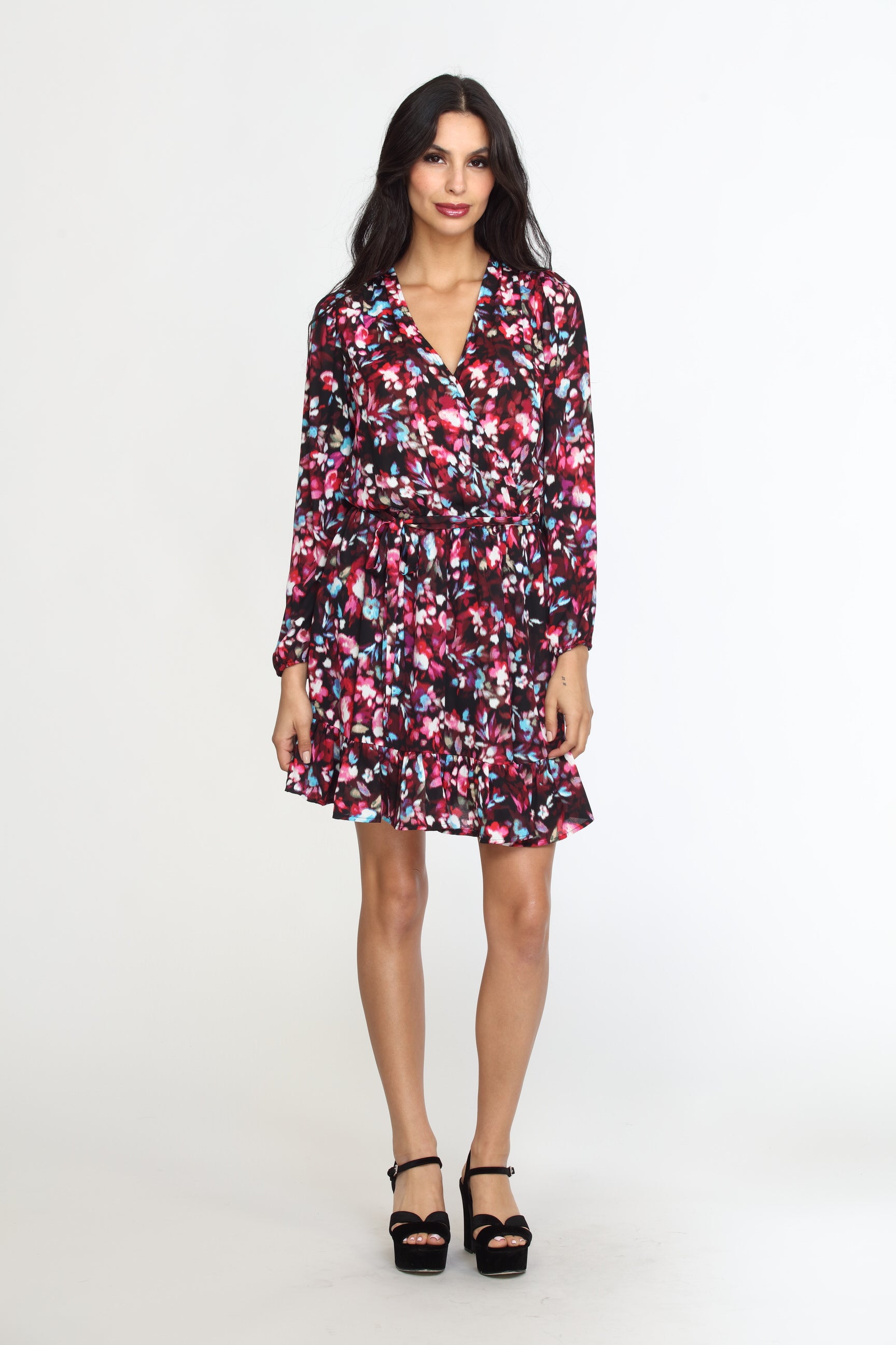 Bali Long Sleeve surplice Dress-FINAL SALE