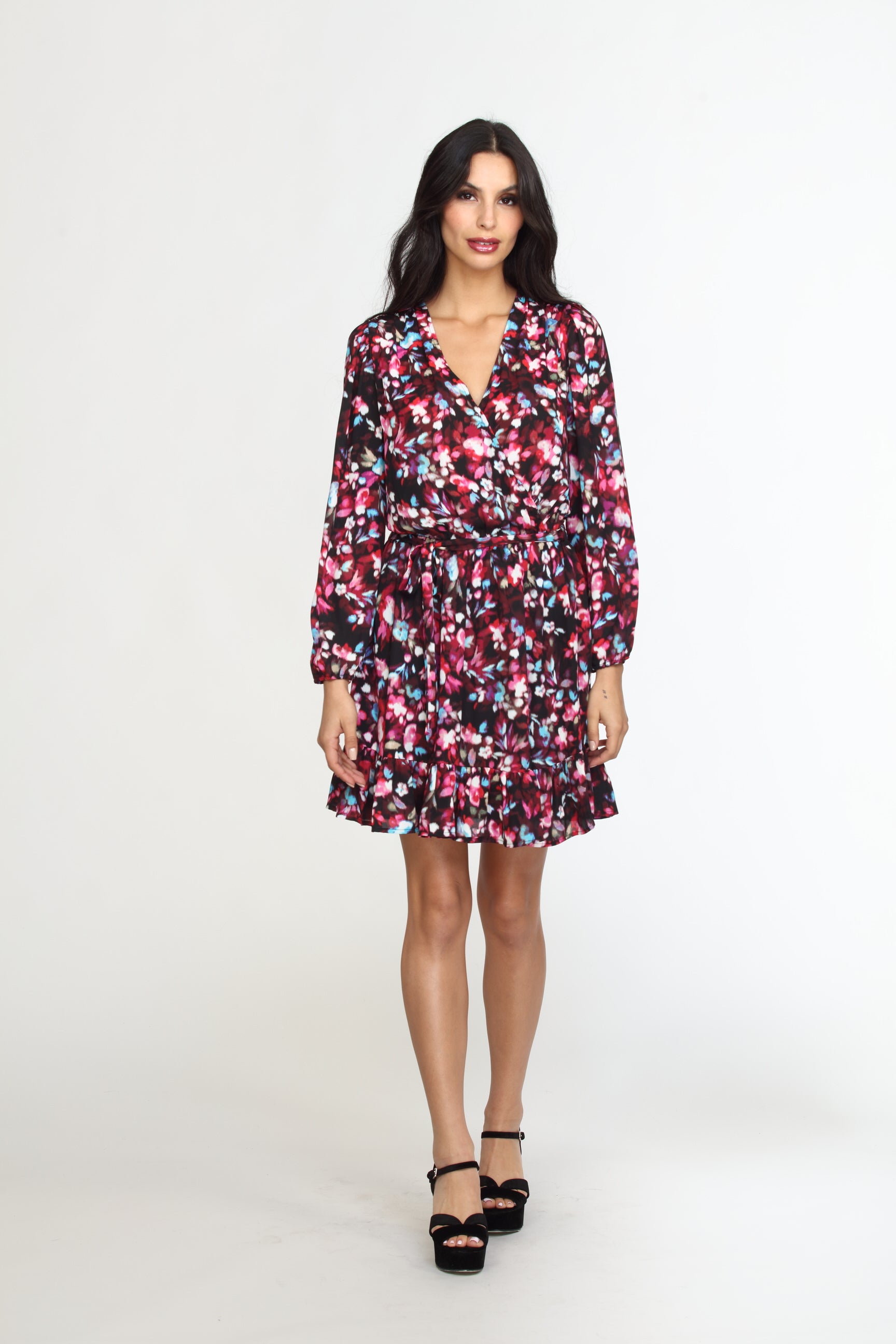 Bali Long Sleeve surplice Dress-FINAL SALE