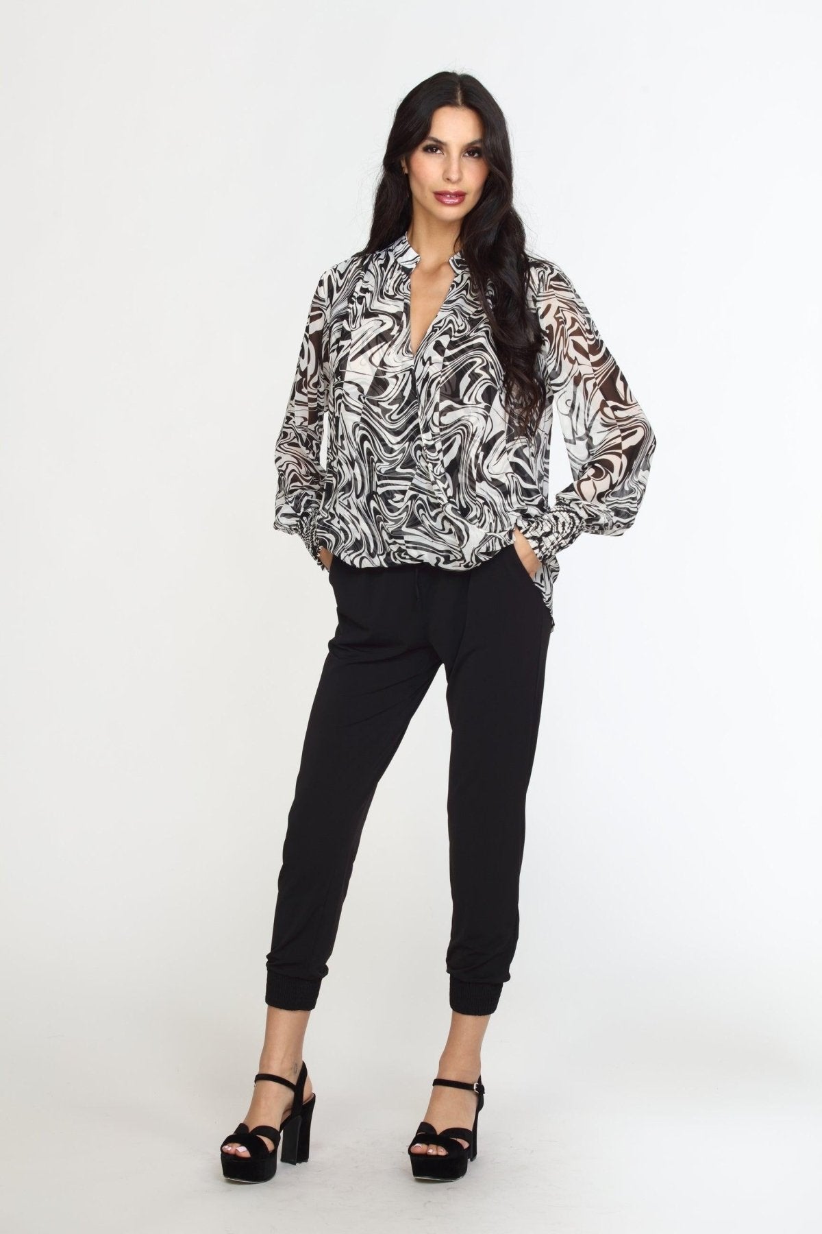Foley Chiffon Surplice Smocked Top-FINAL SALE