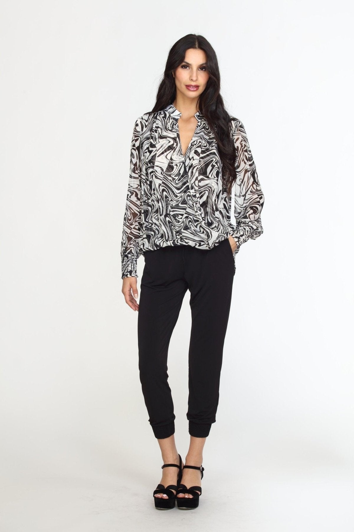 Foley Chiffon Surplice Smocked Top-FINAL SALE