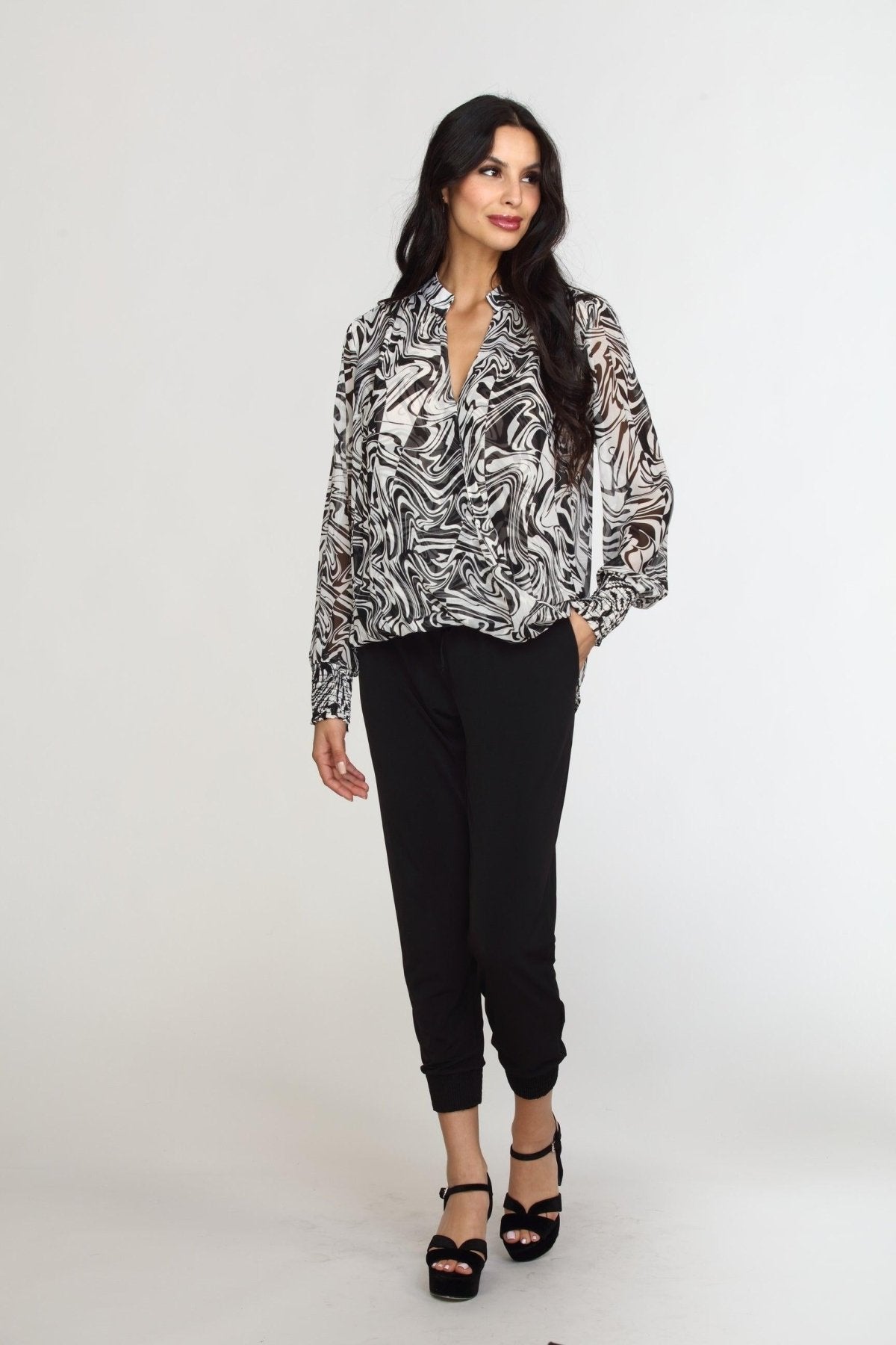 Foley Chiffon Surplice Smocked Top-FINAL SALE
