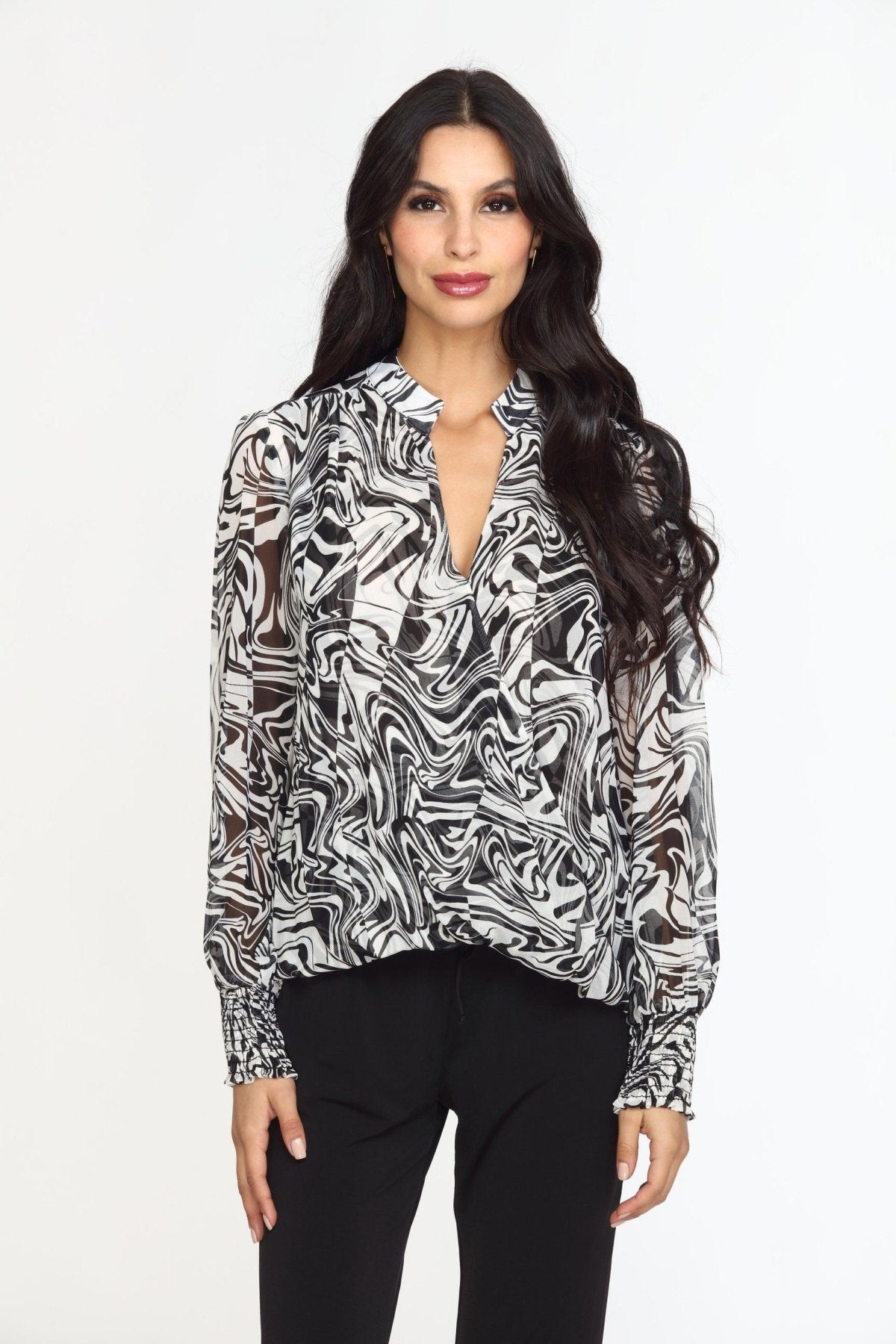 Foley Chiffon Surplice Smocked Top-FINAL SALE