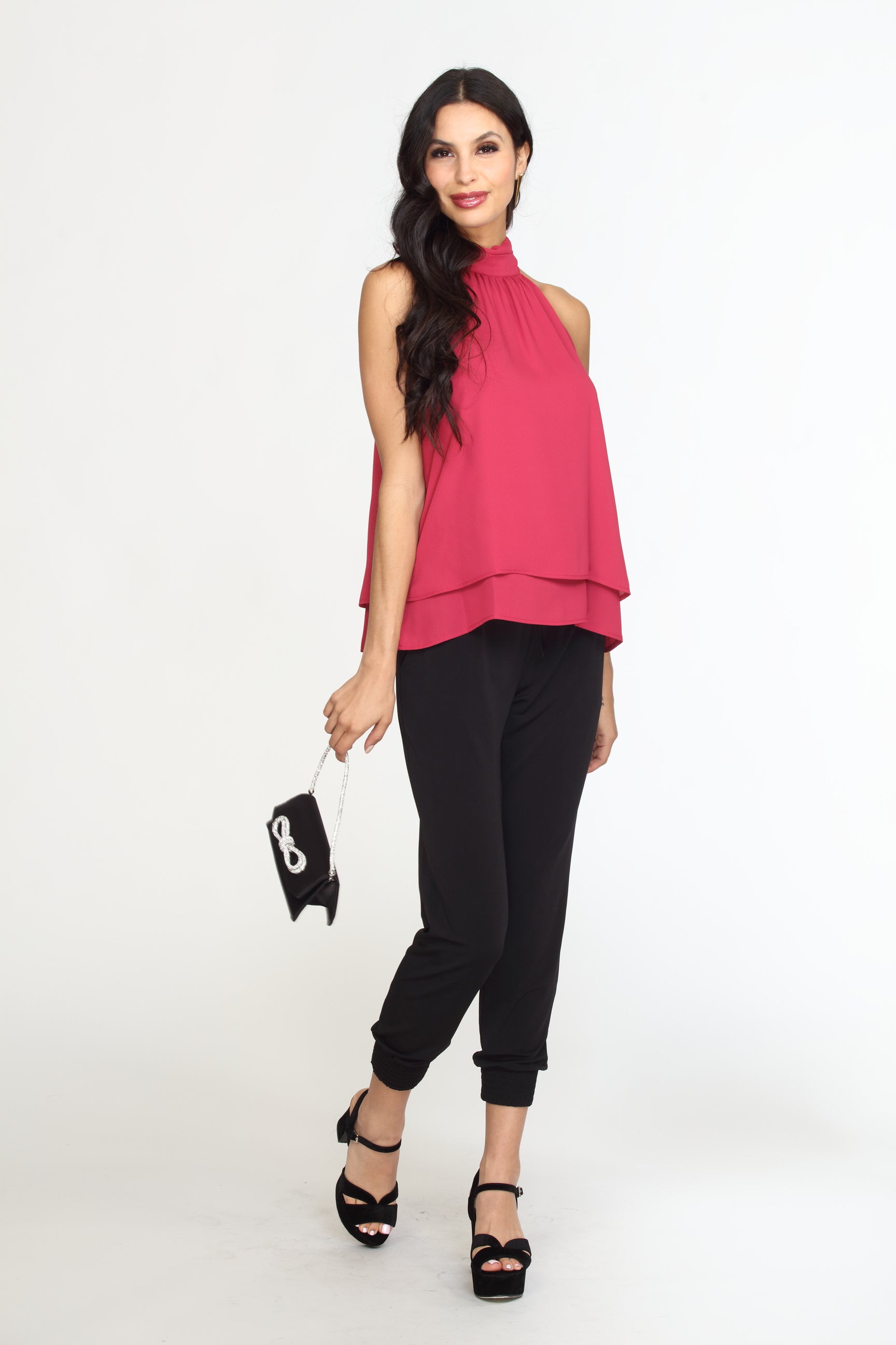 Berry Layered Halter Top-FINAL SALE