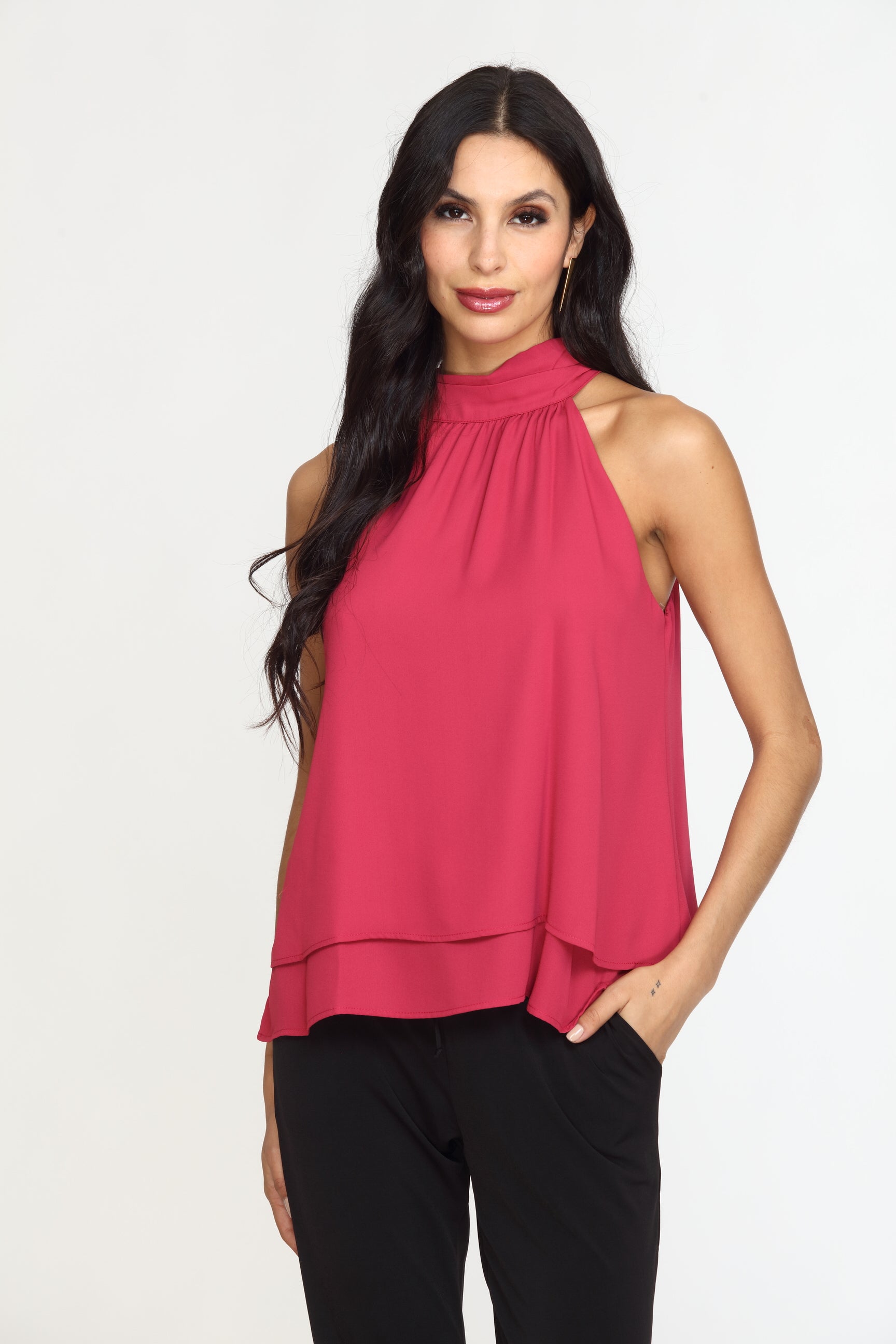 Berry Layered Halter Top-FINAL SALE