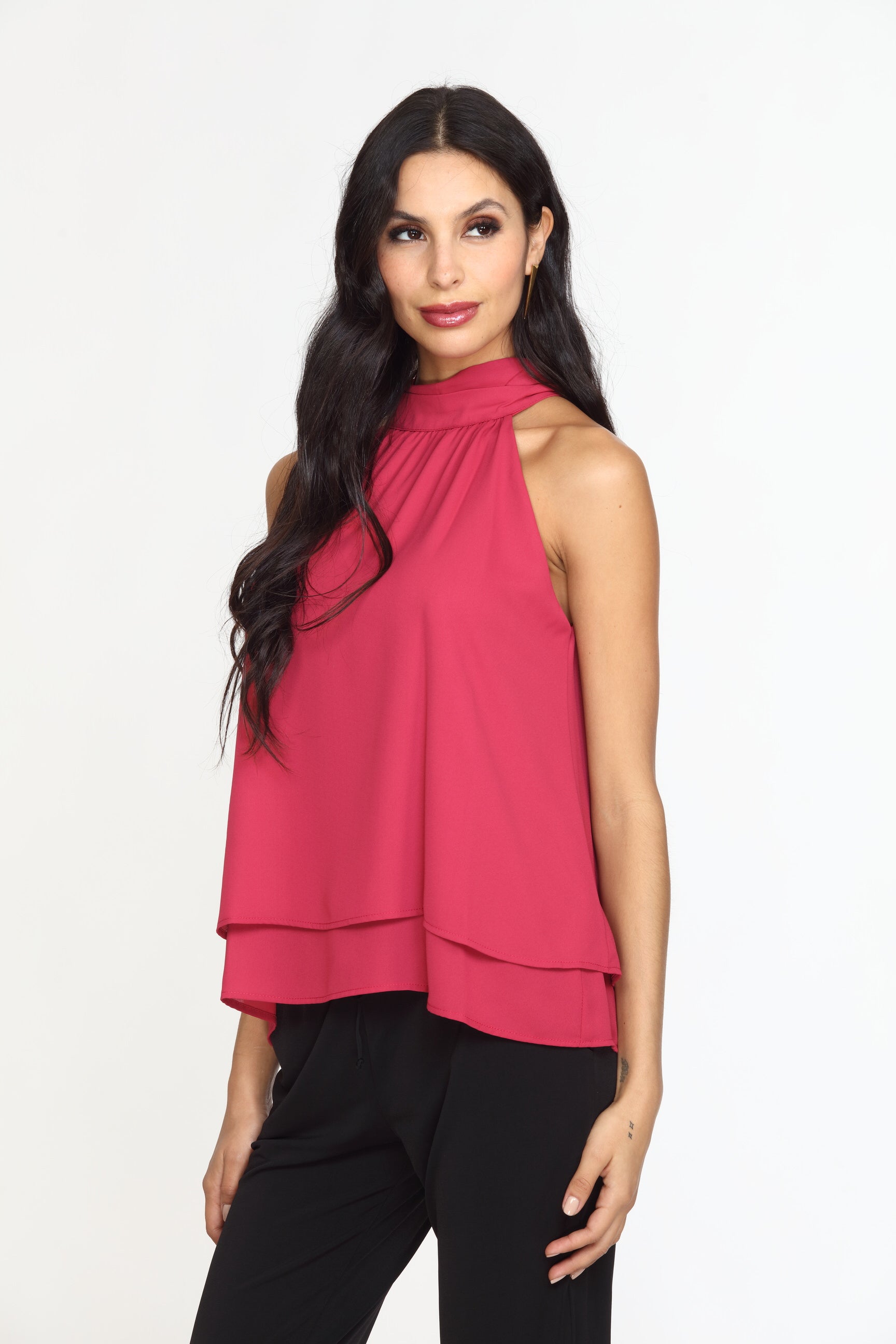 Berry Layered Halter Top-FINAL SALE