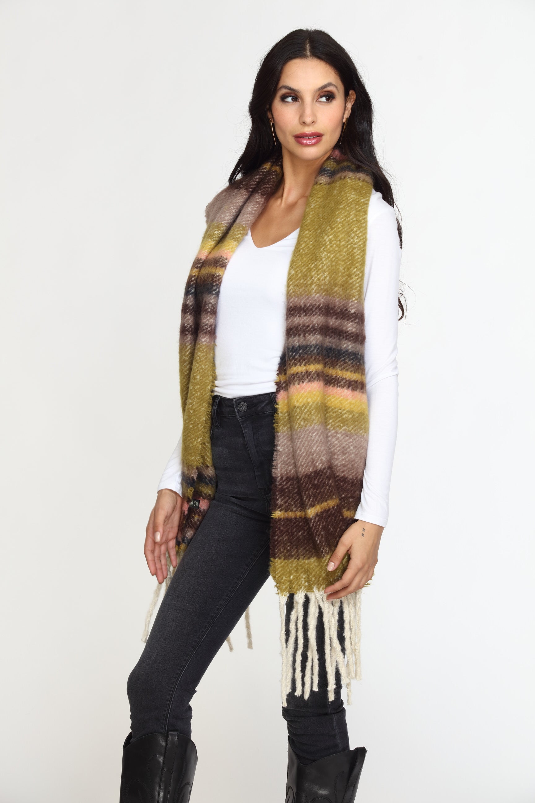 Multi Stripe Tassel Knit Scarf-FINAL SALE