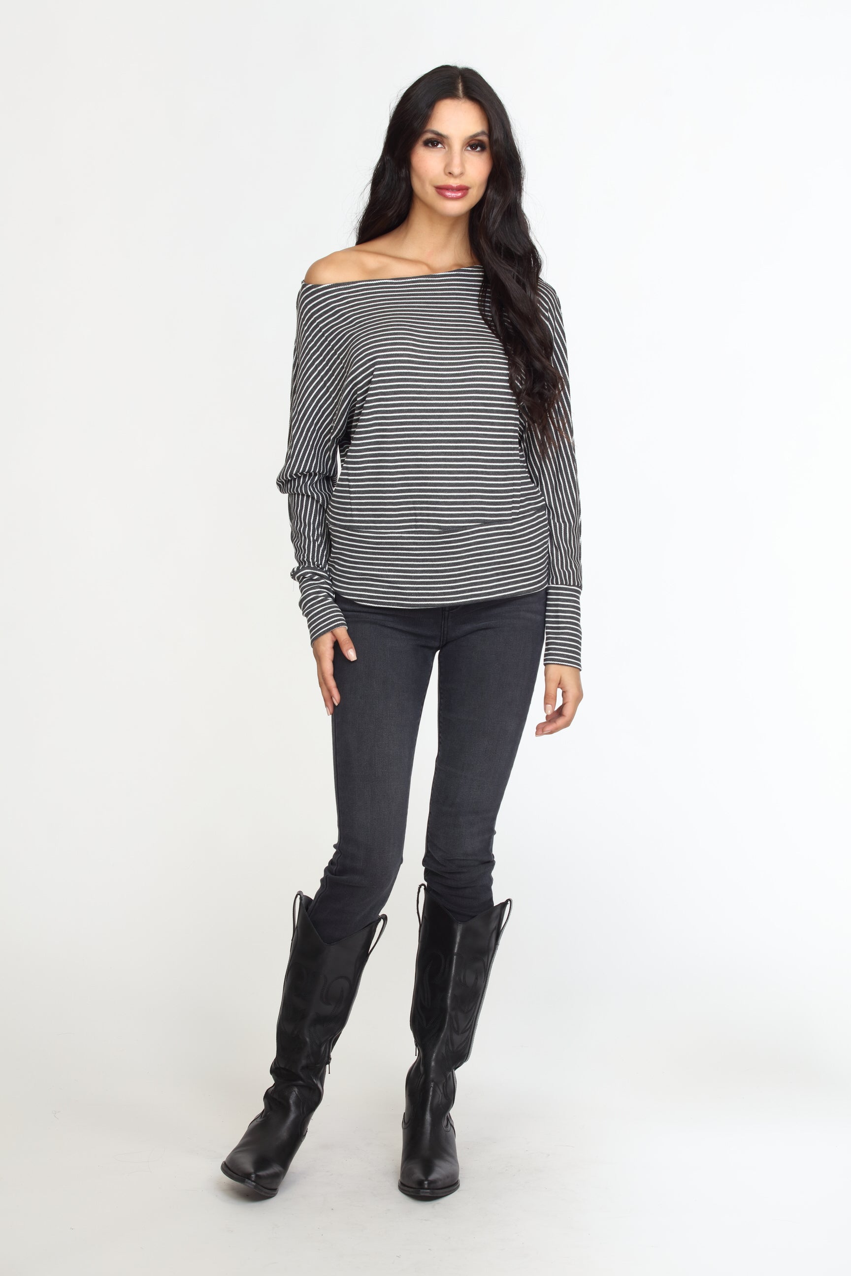 Grey and White Dolman Top-FINAL SALE