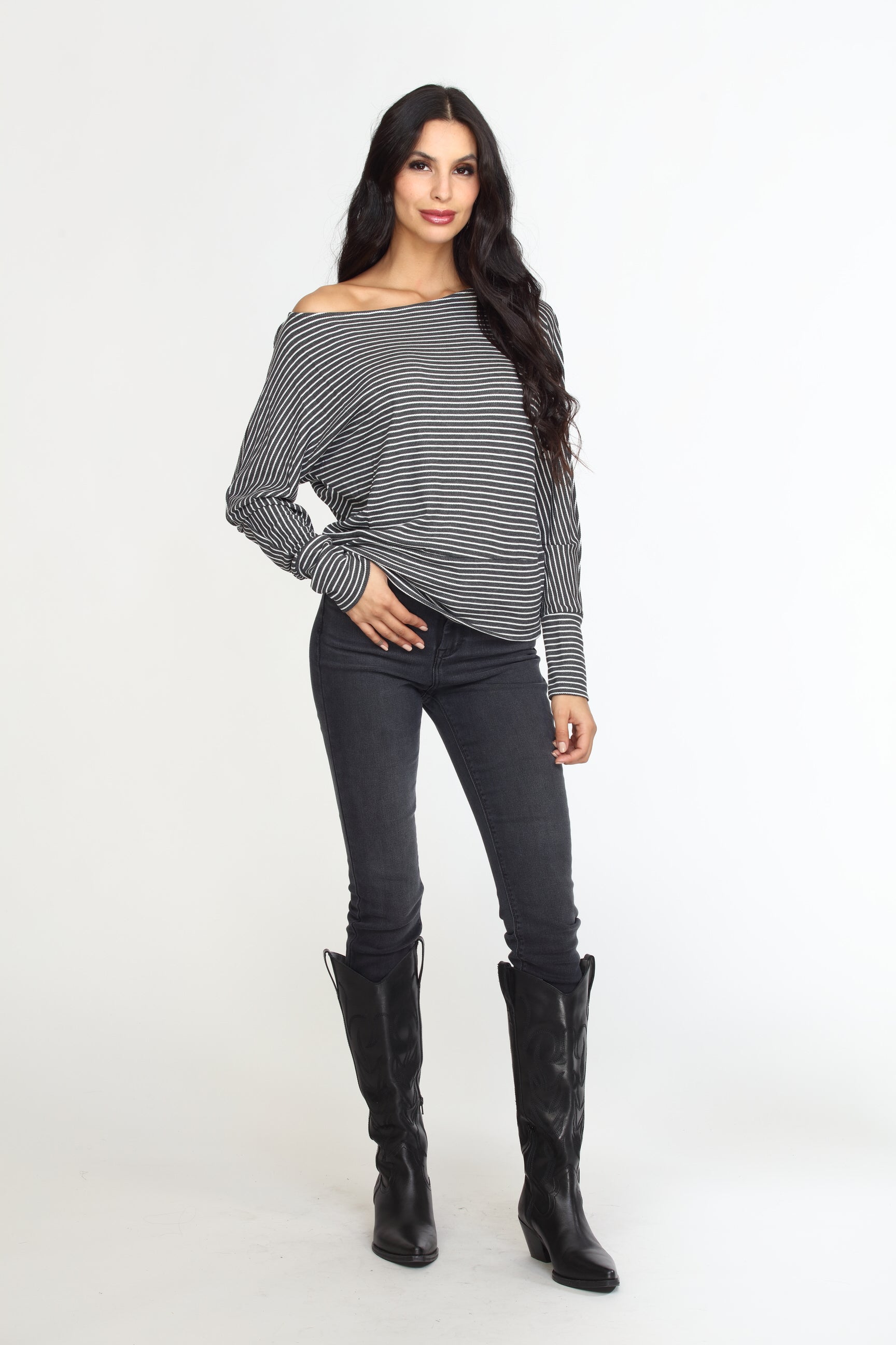 Grey and White Dolman Top-FINAL SALE