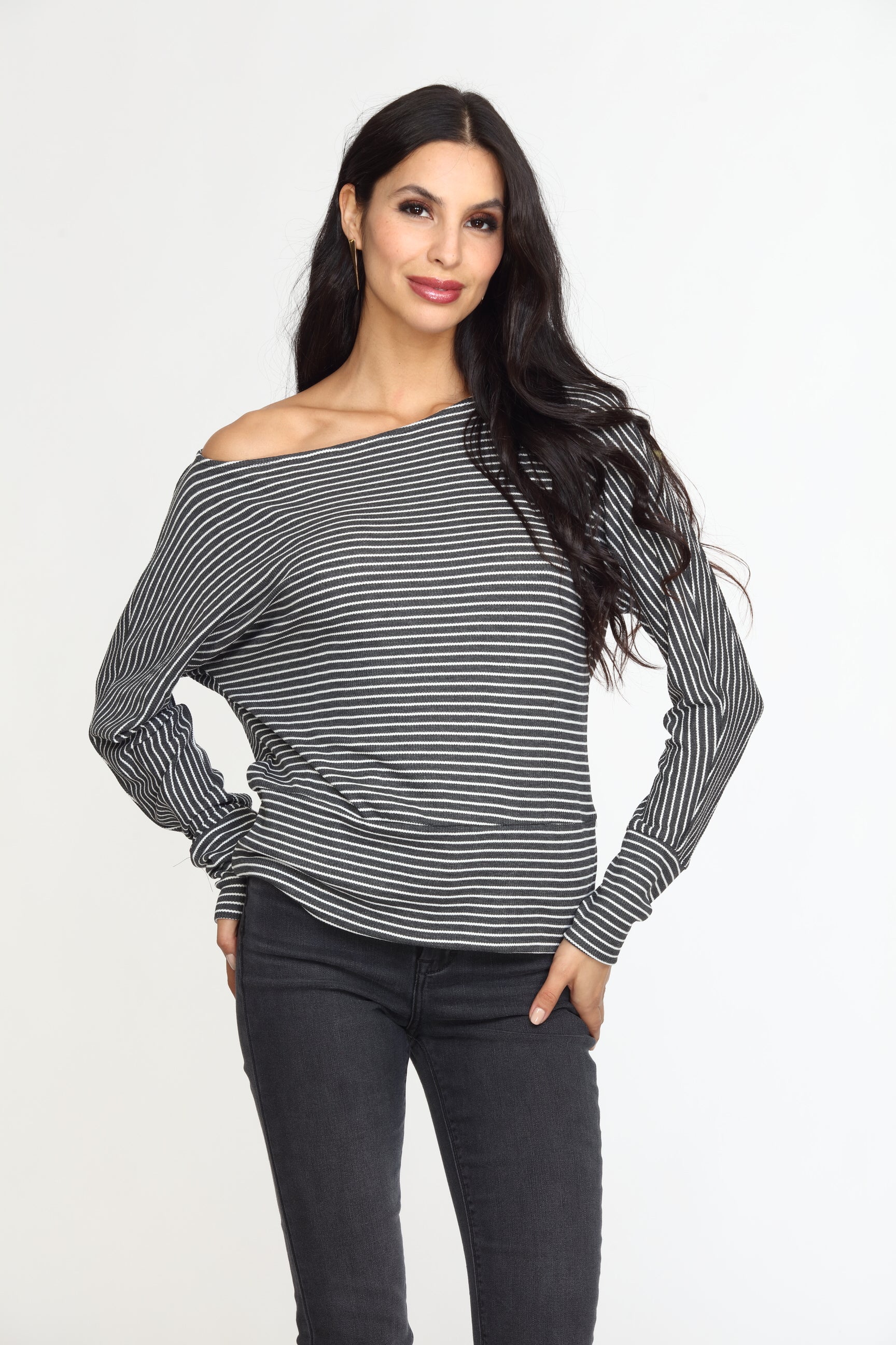 Grey and White Dolman Top-FINAL SALE