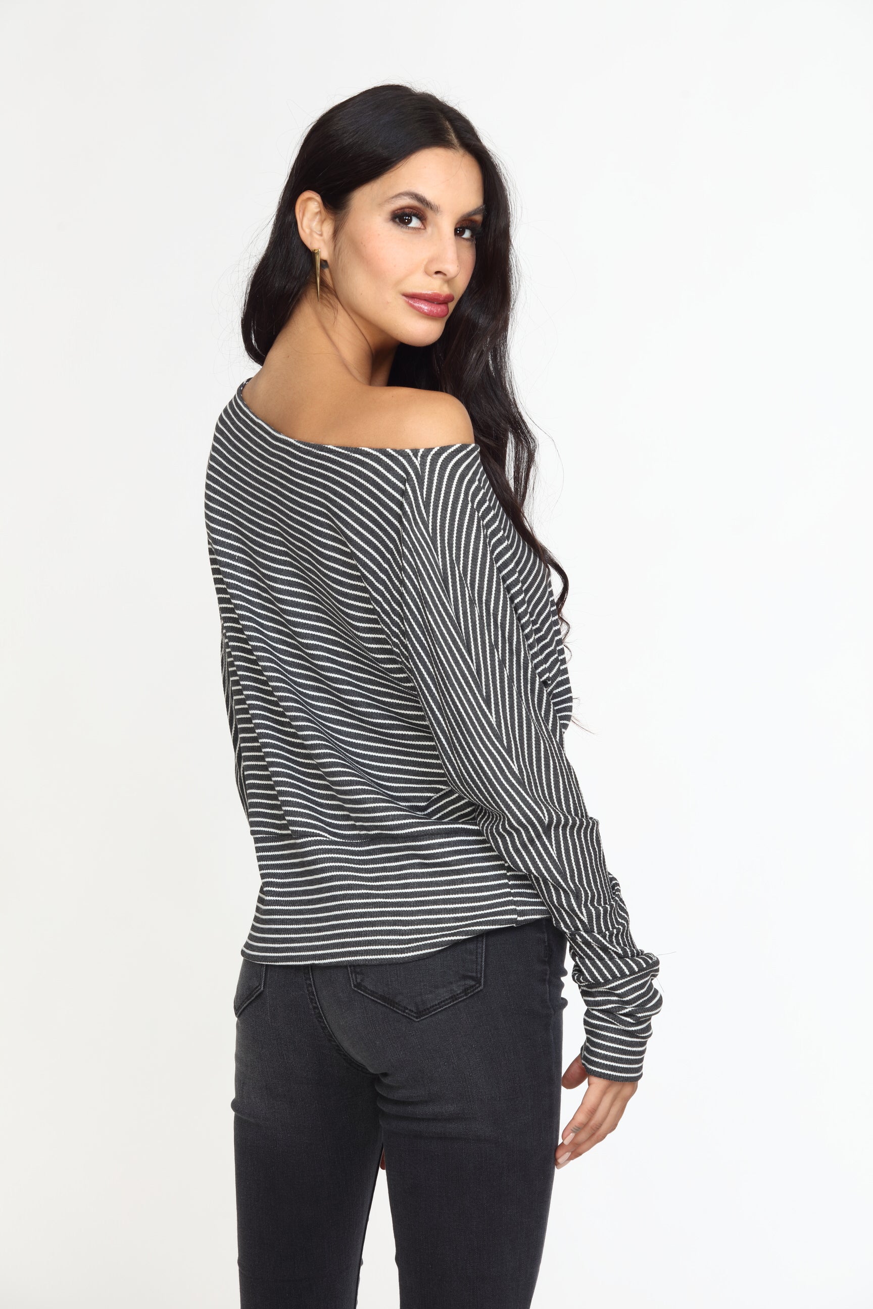 Grey and White Dolman Top-FINAL SALE