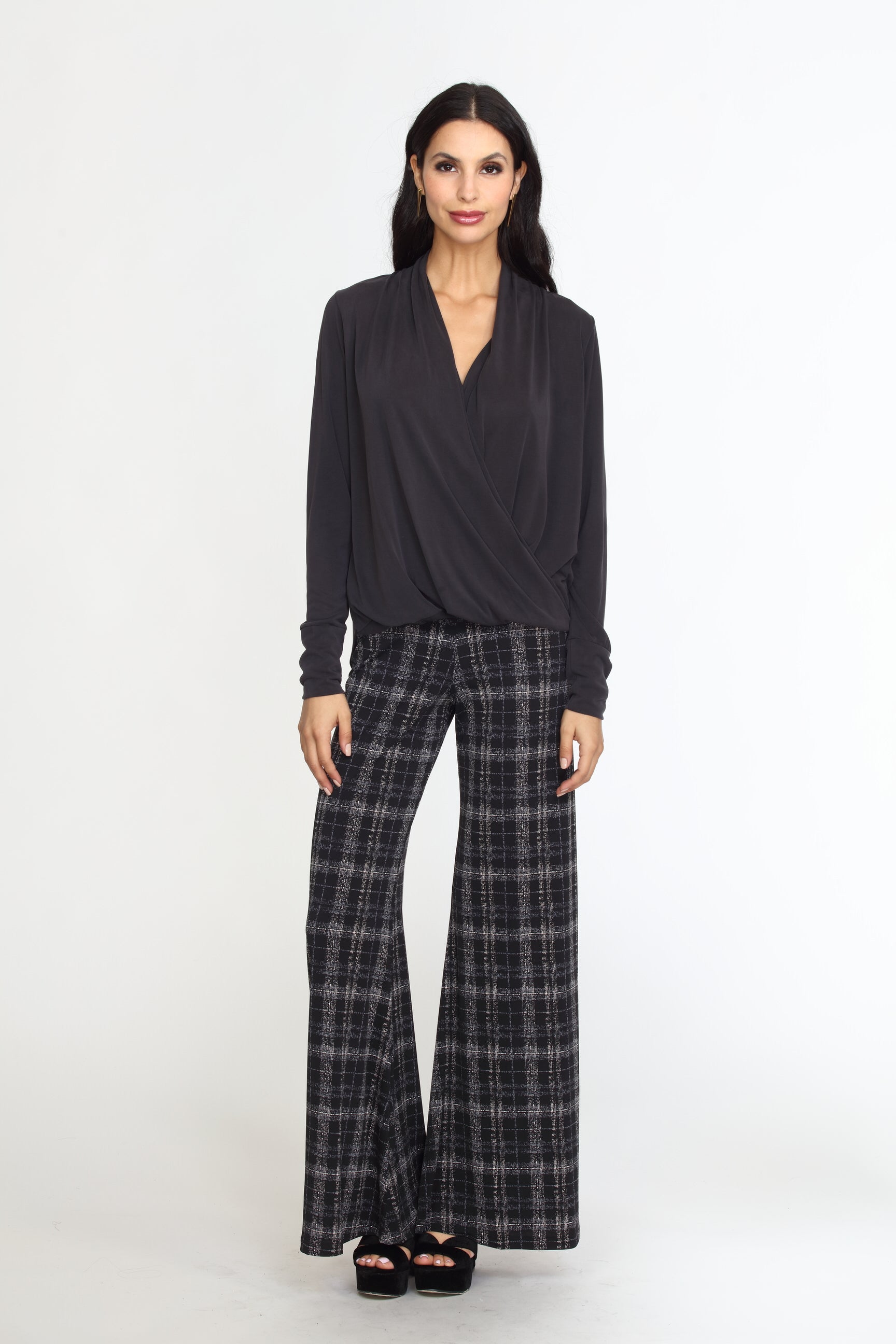 Black Cupro Draped Surplice Top-BEST SELLER