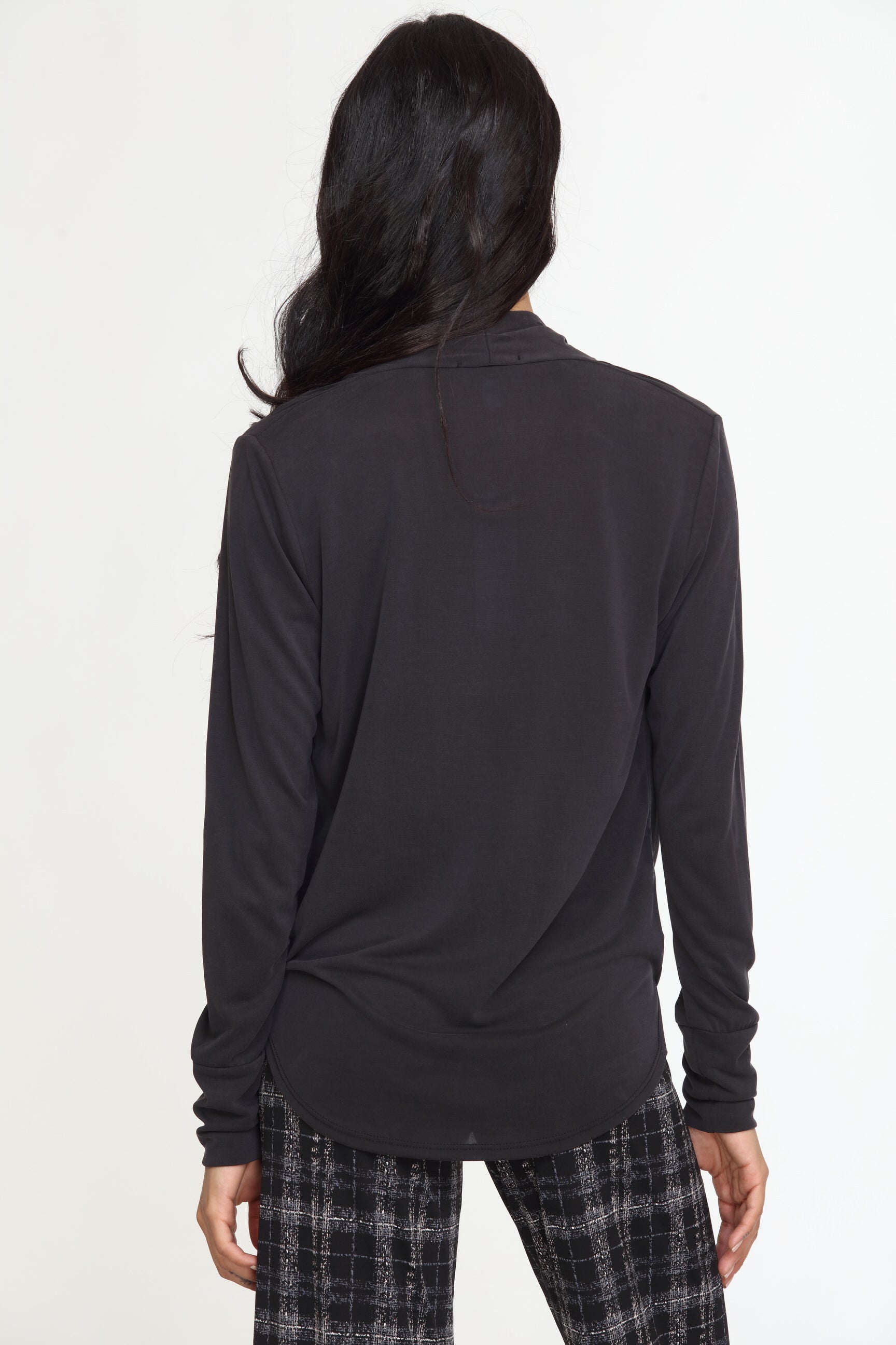 Black Cupro Draped Surplice Top-BEST SELLER