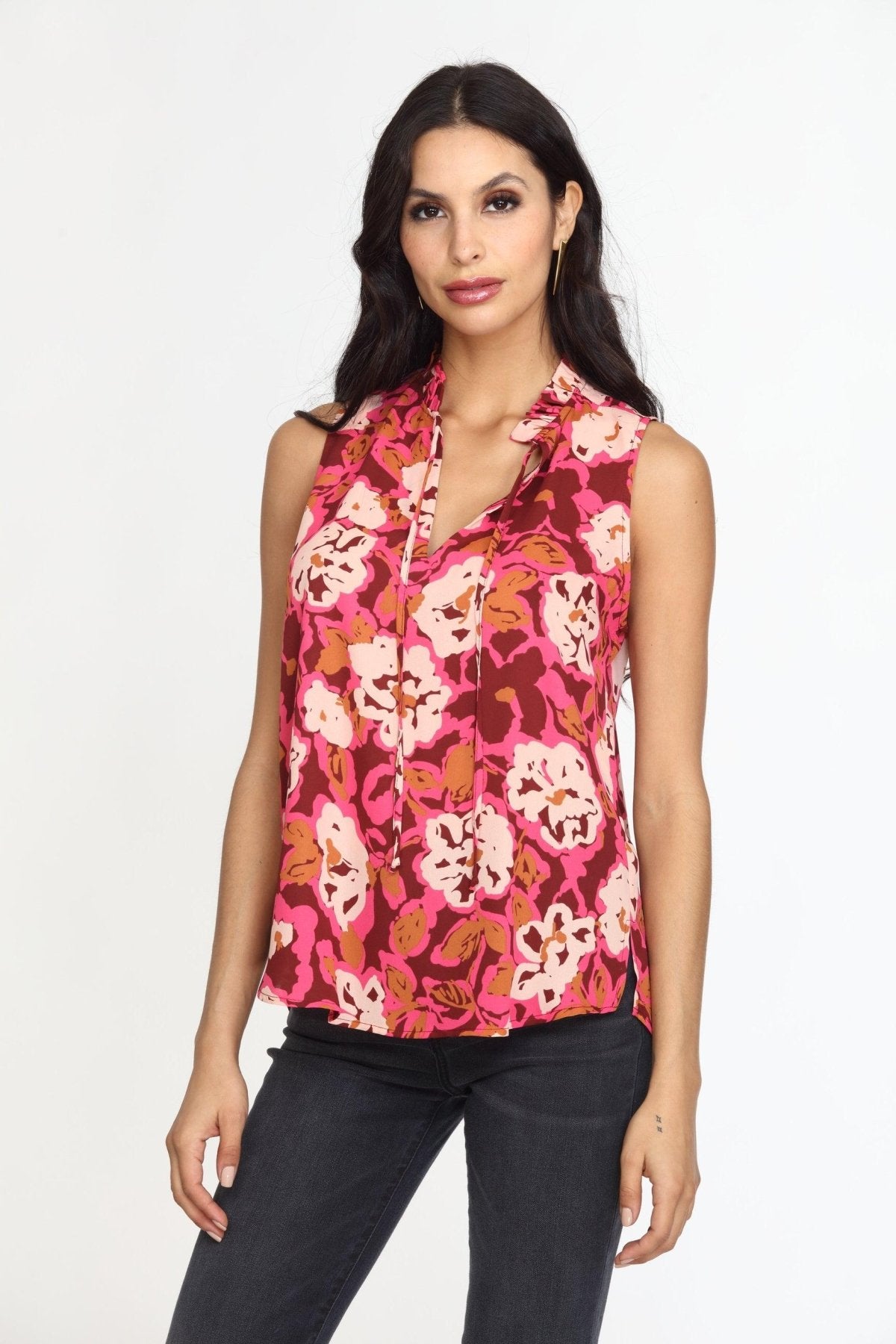 Lea Pleated Neck Sleeveless Blouse-FINAL SALE