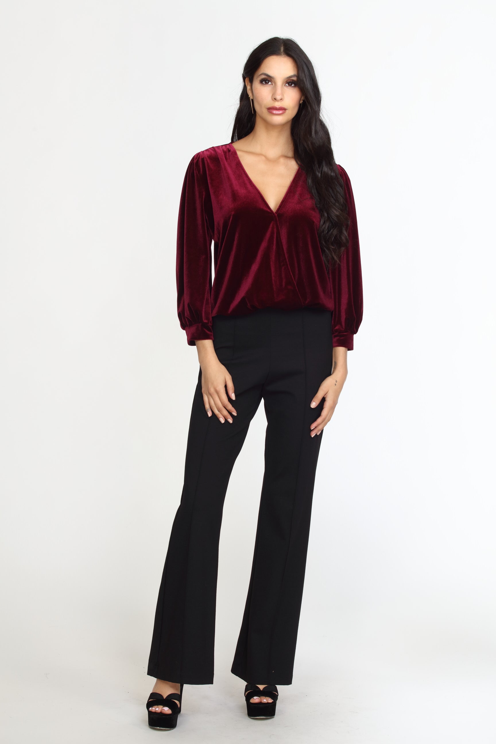 Pinot Velvet Puff Sleeve Top- FINAL SALE