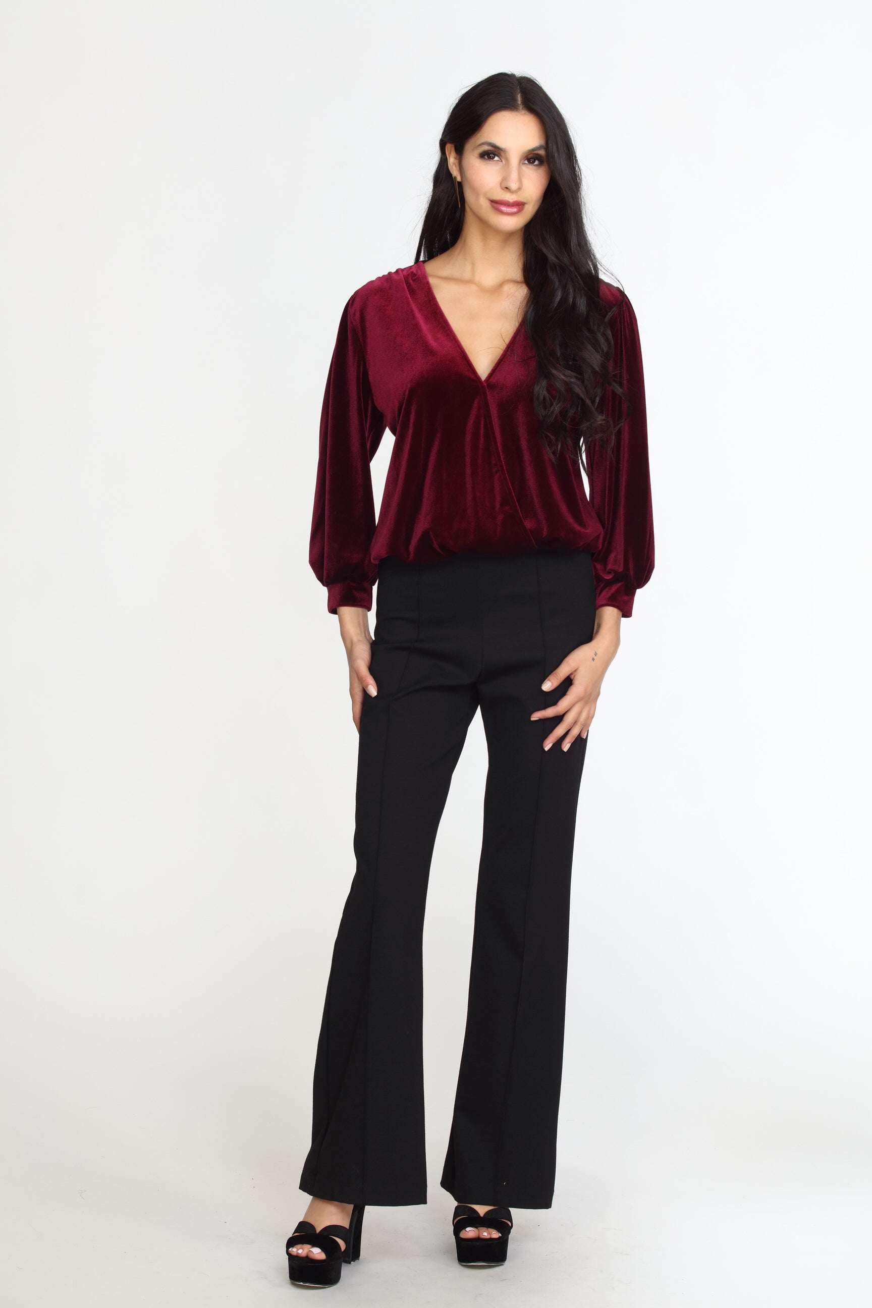 Pinot Velvet Puff Sleeve Top- FINAL SALE