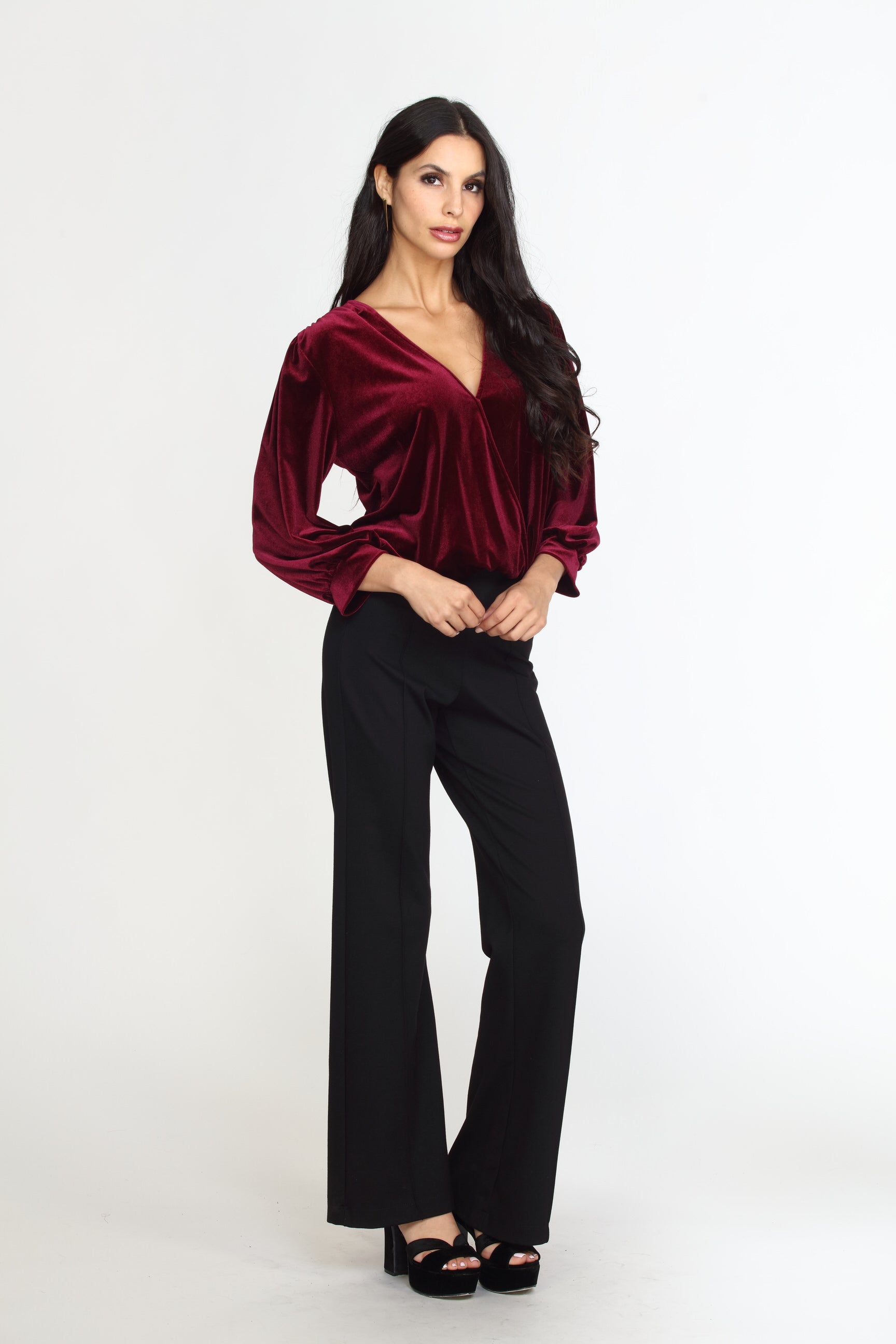 Pinot Velvet Puff Sleeve Top- FINAL SALE