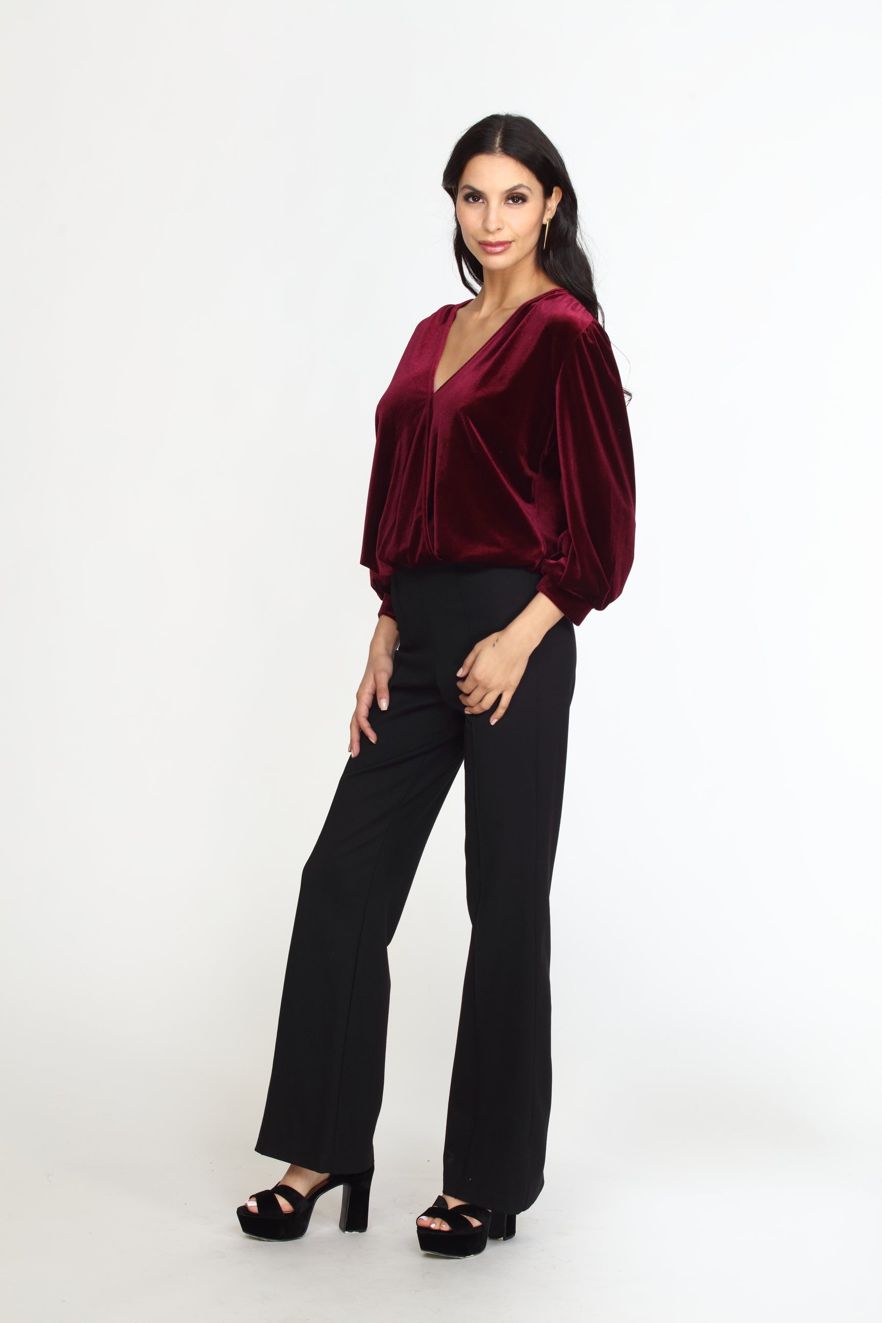 Pinot Velvet Puff Sleeve Top- FINAL SALE