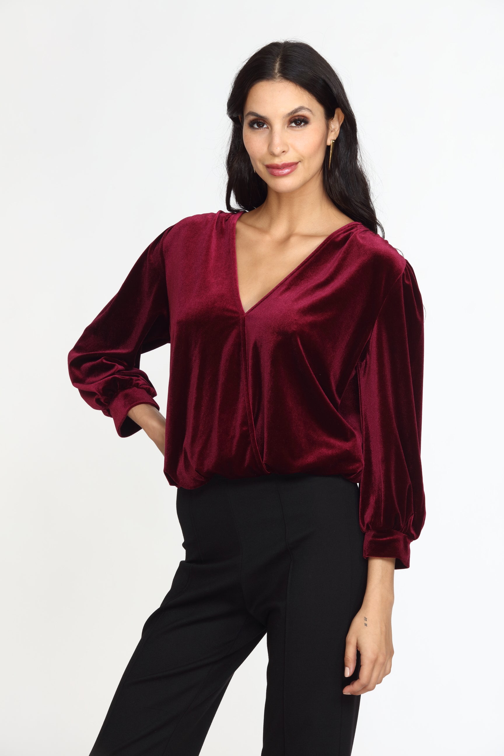 Pinot Velvet Puff Sleeve Top- FINAL SALE