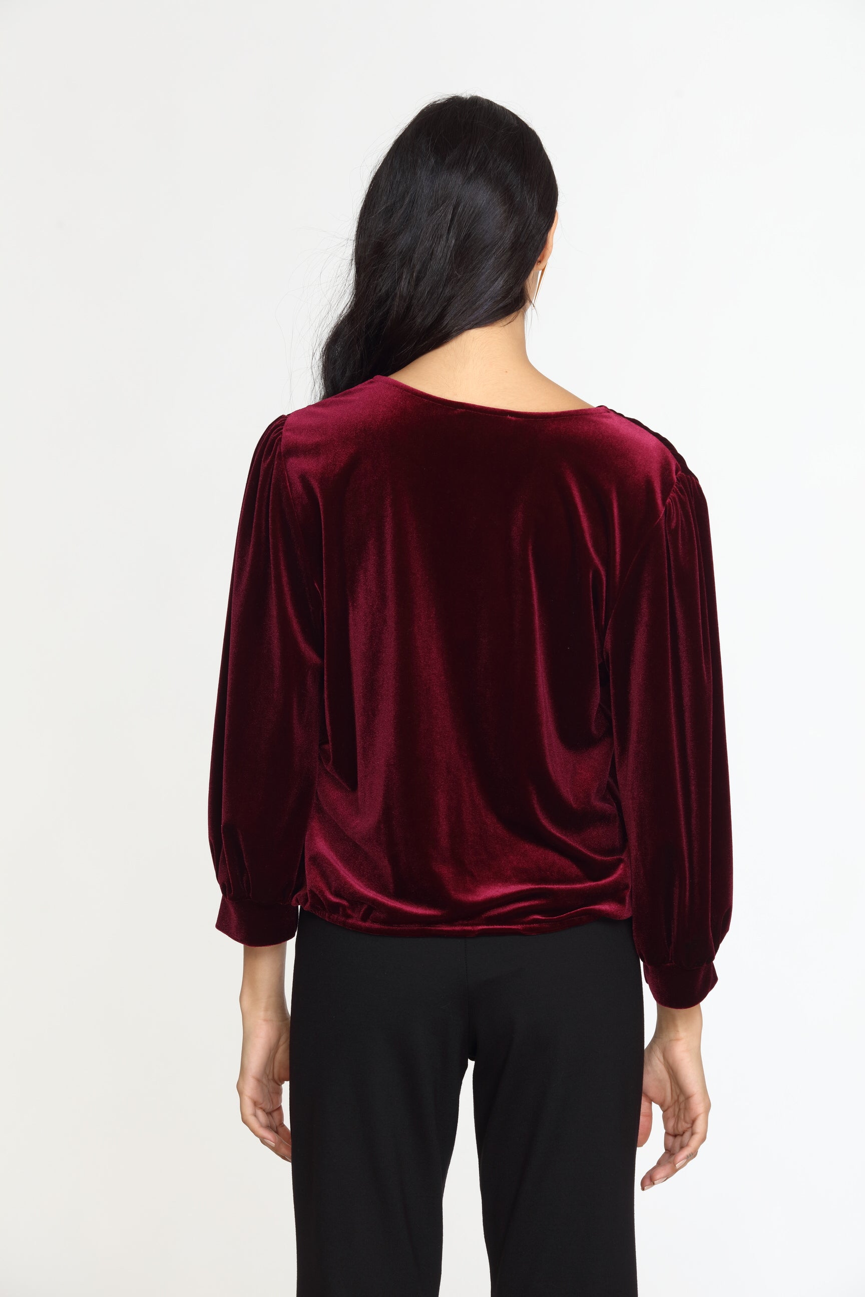 Pinot Velvet Puff Sleeve Top- FINAL SALE