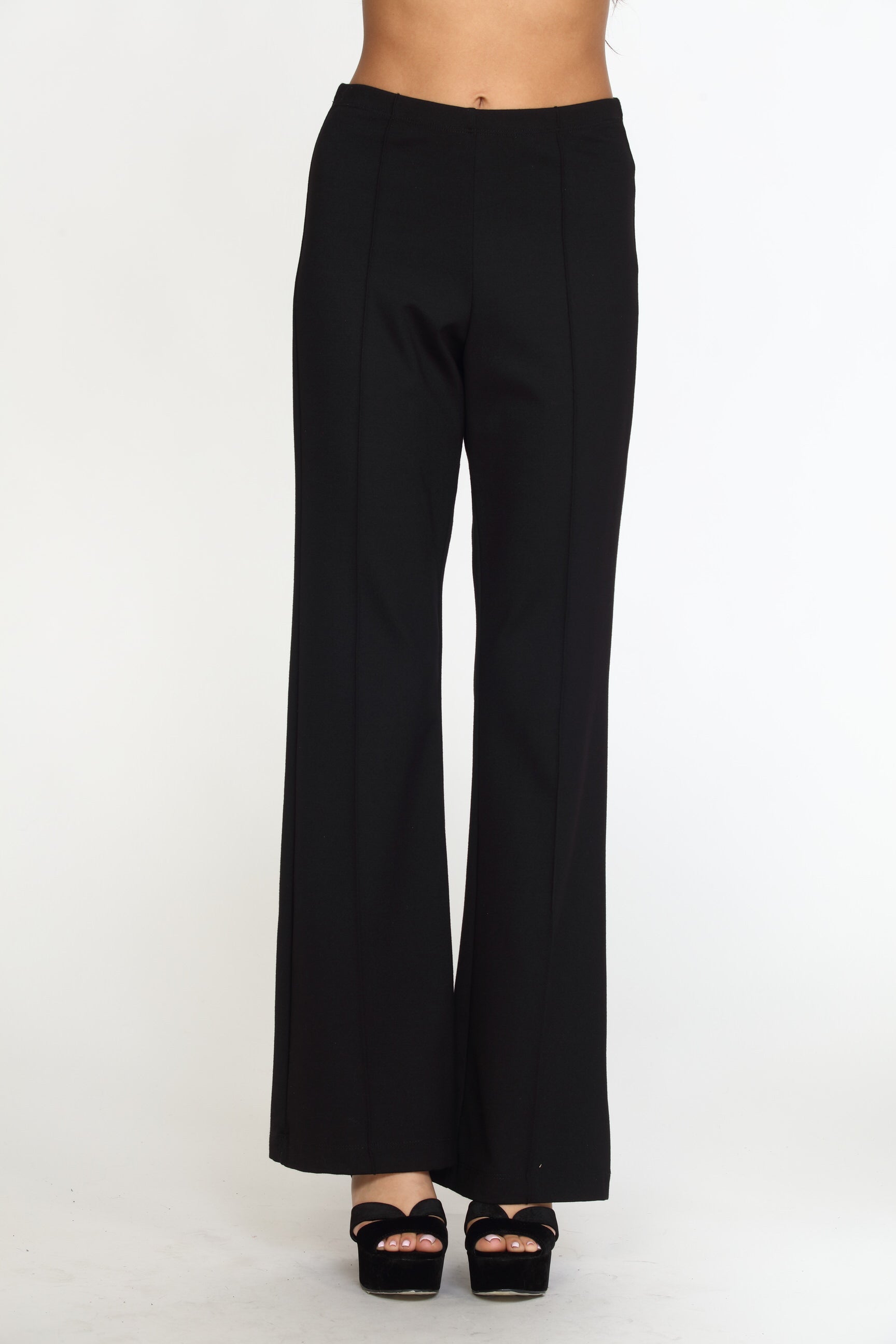 Black Ponti Flare Leg Pants-BEST SELLER