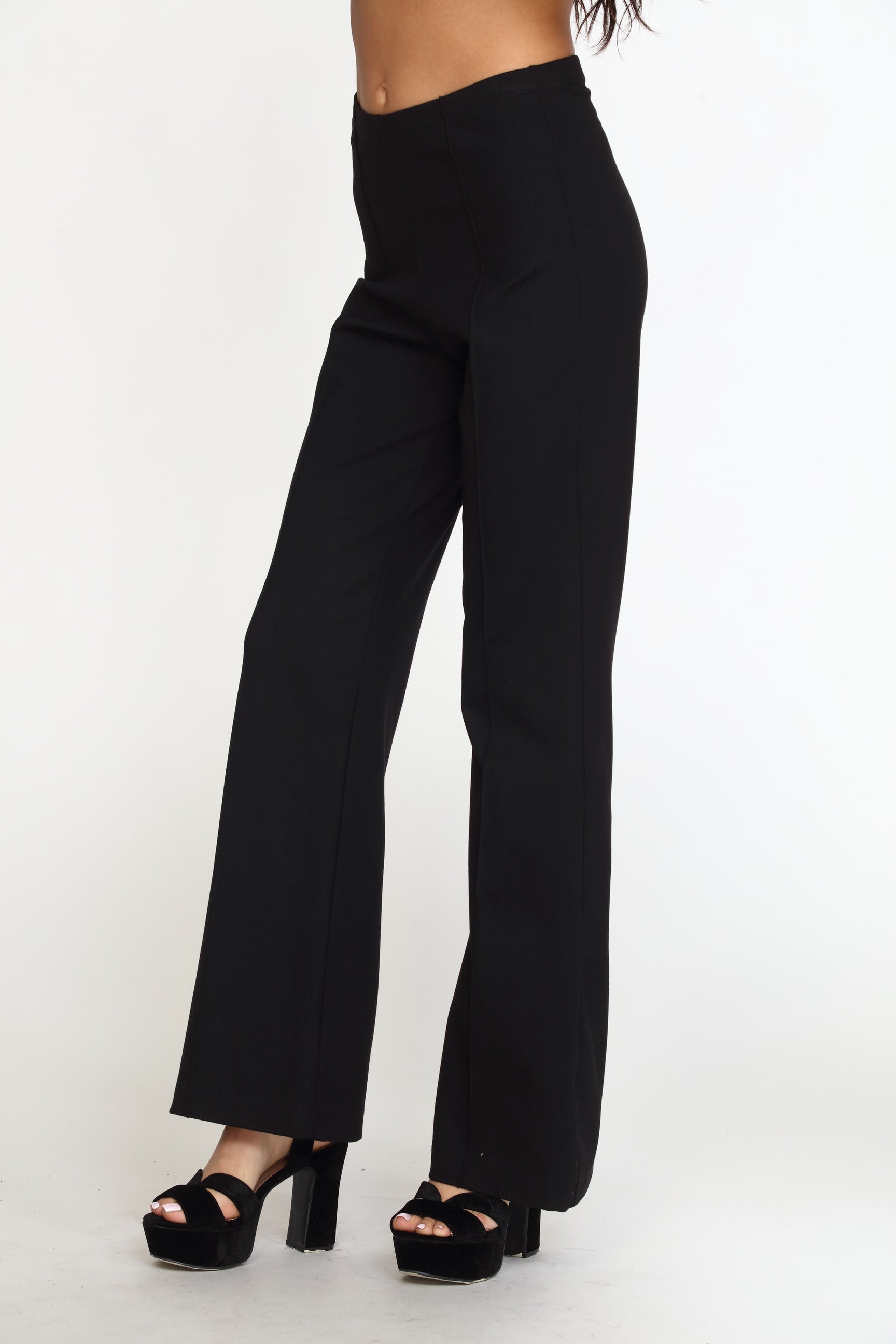 Black Ponti Flare Leg Pants-BEST SELLER
