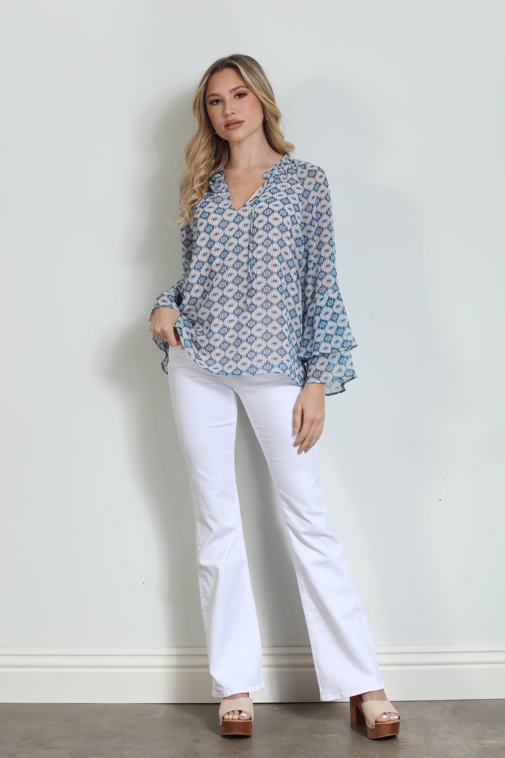 Xandra Flare Sleeve Blouse-FINAL SALE