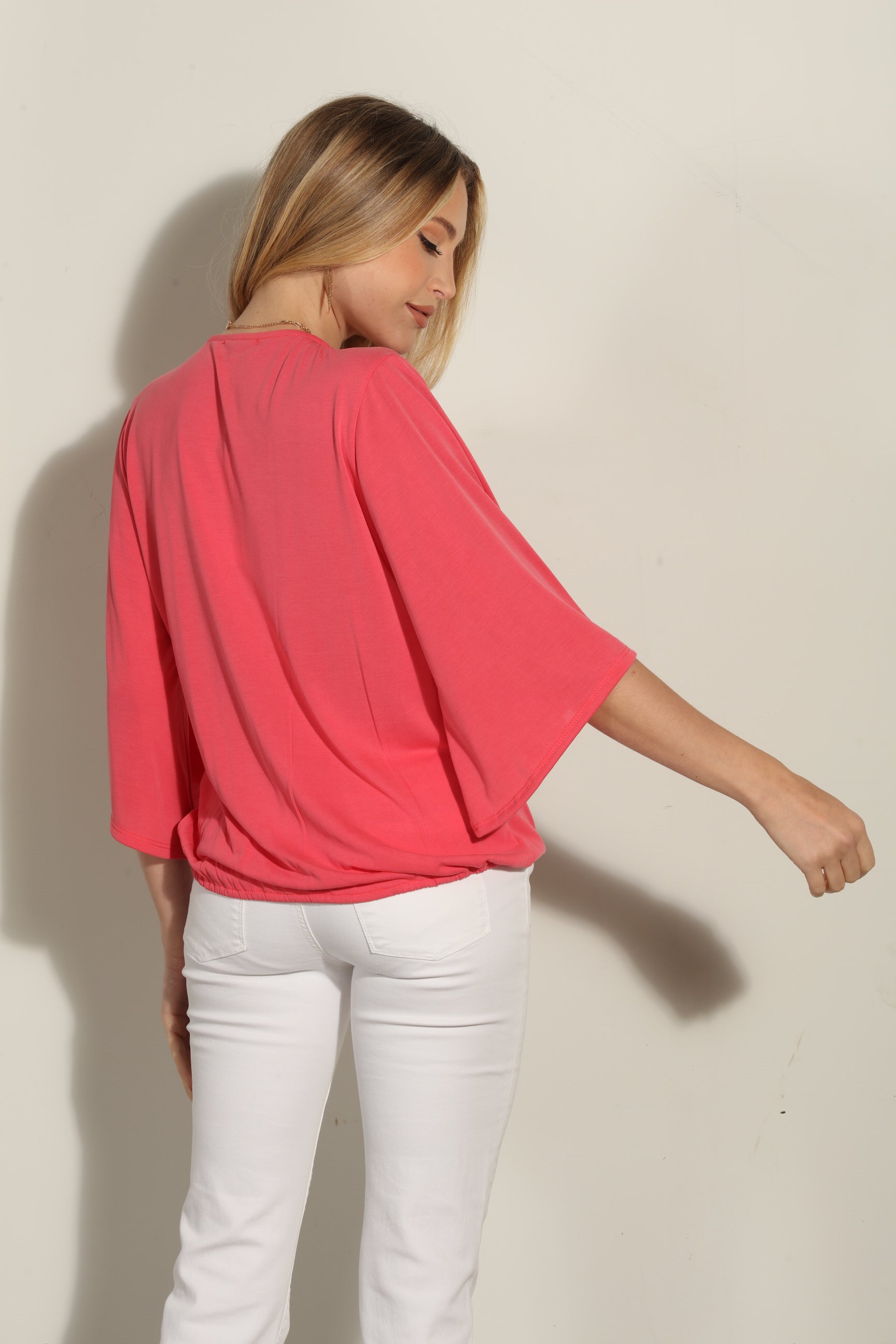 Coral Cupro Surplice Top-BEST SELLER