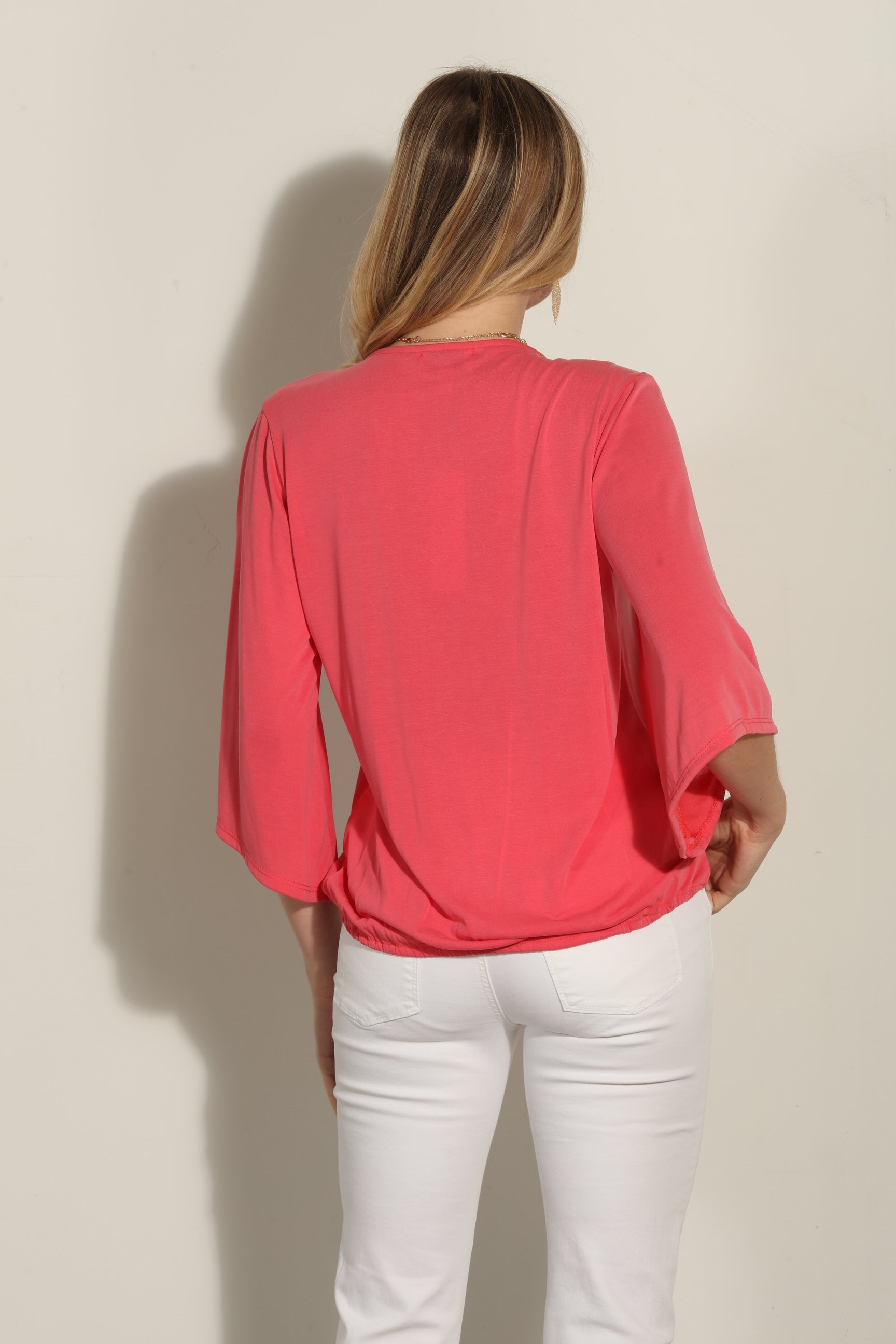 Coral Cupro Surplice Top-BEST SELLER